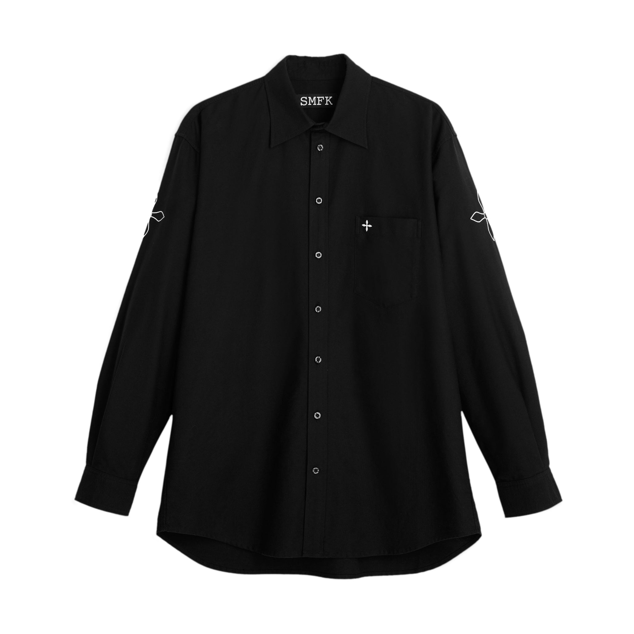 Compass Black Night Flower Classic Shirt Midnight Black