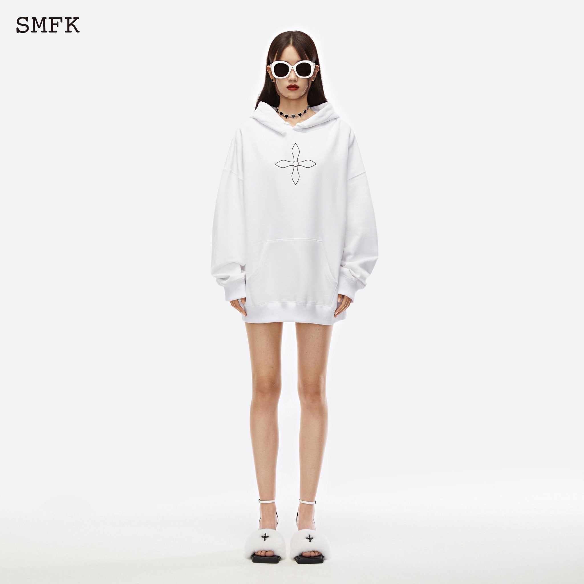 Compass Cross Classic Hoodie Sky White