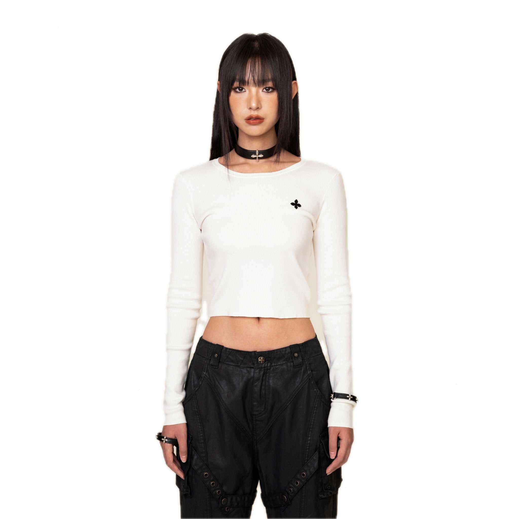 Compass Cross Classic Riding Knitted Top In White