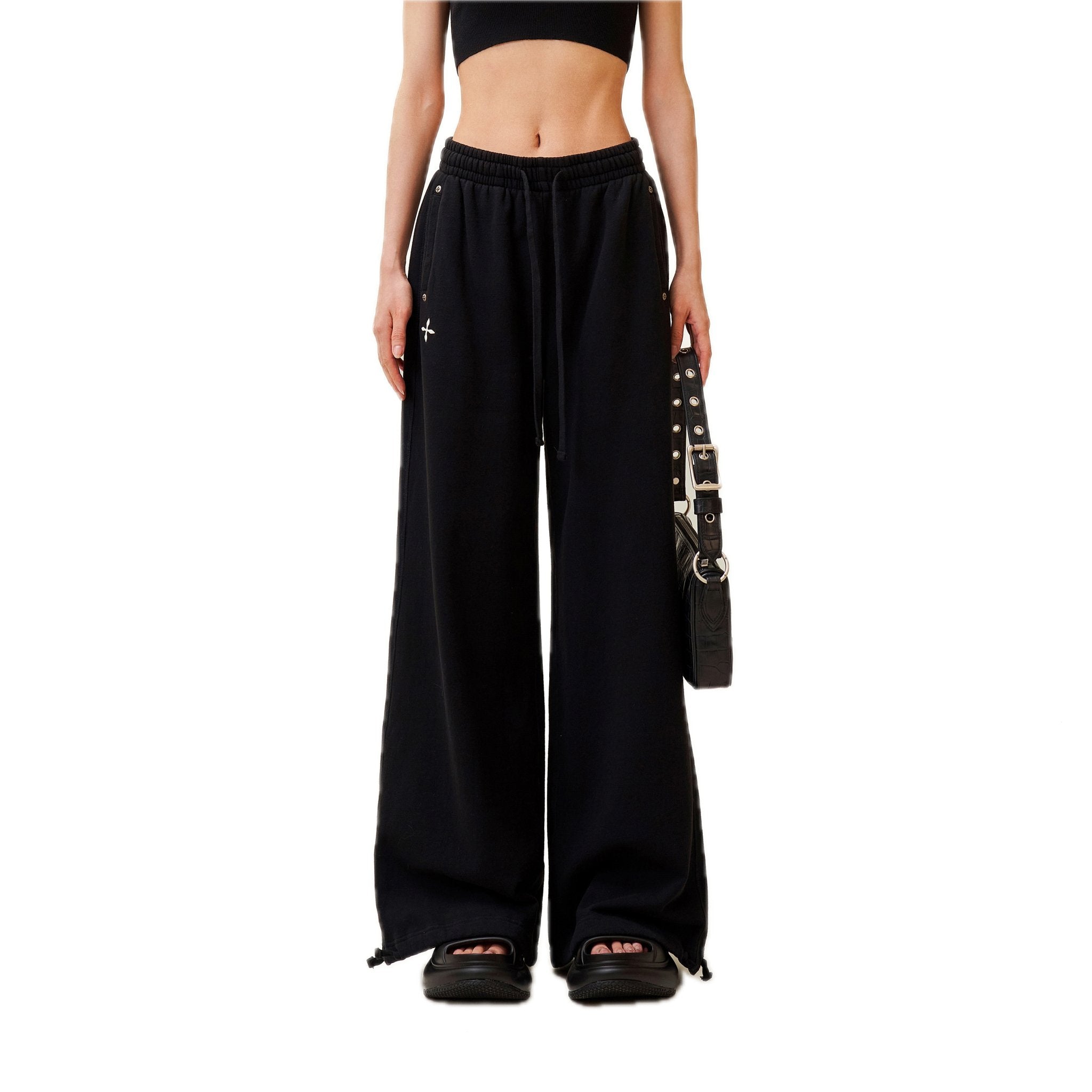 Compass Cross Classic Wide-Leg Sweatpants Black