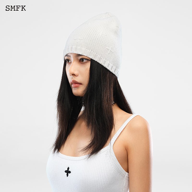 Compass Sheep Woolen Hat White