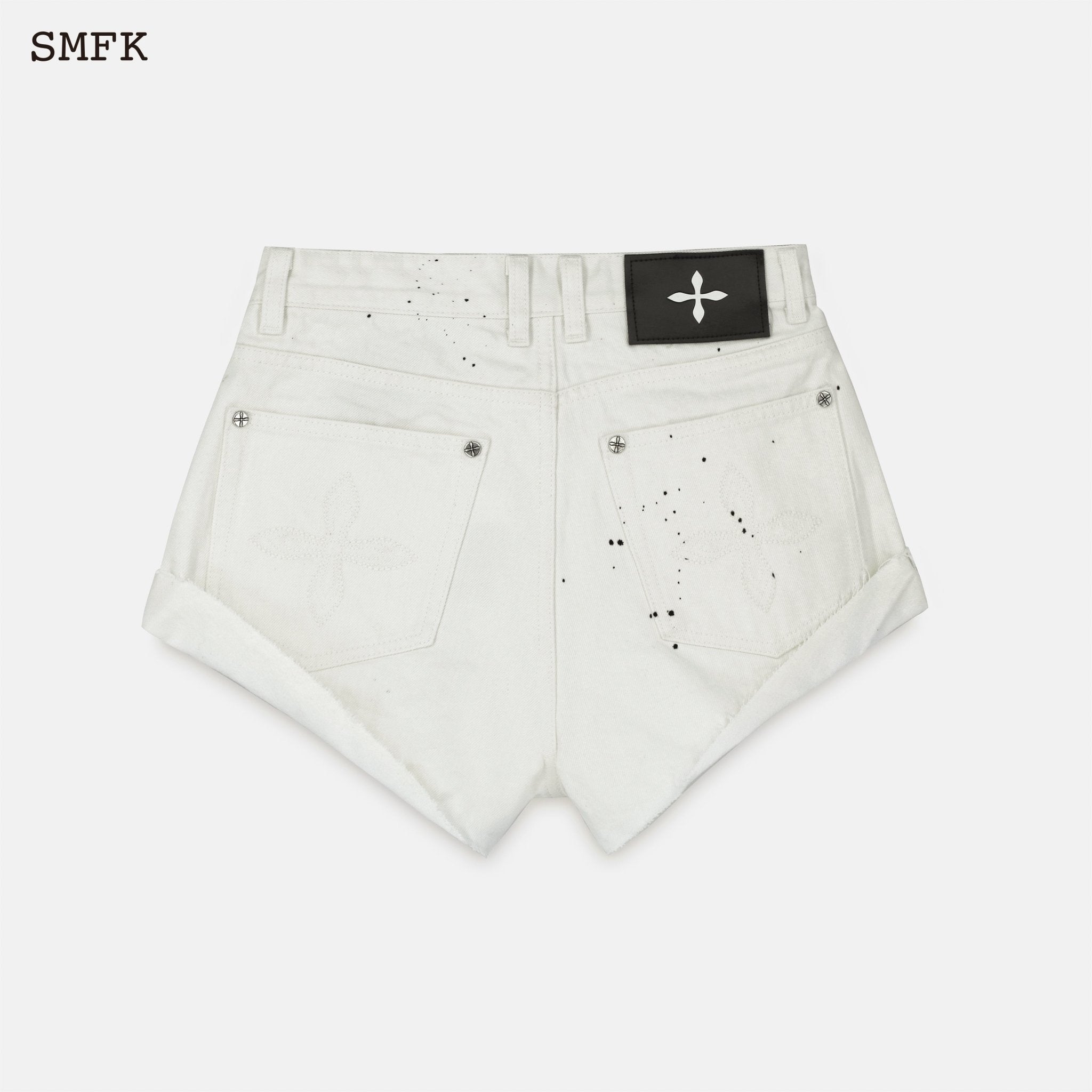 Compass Straight Leg Shorts White