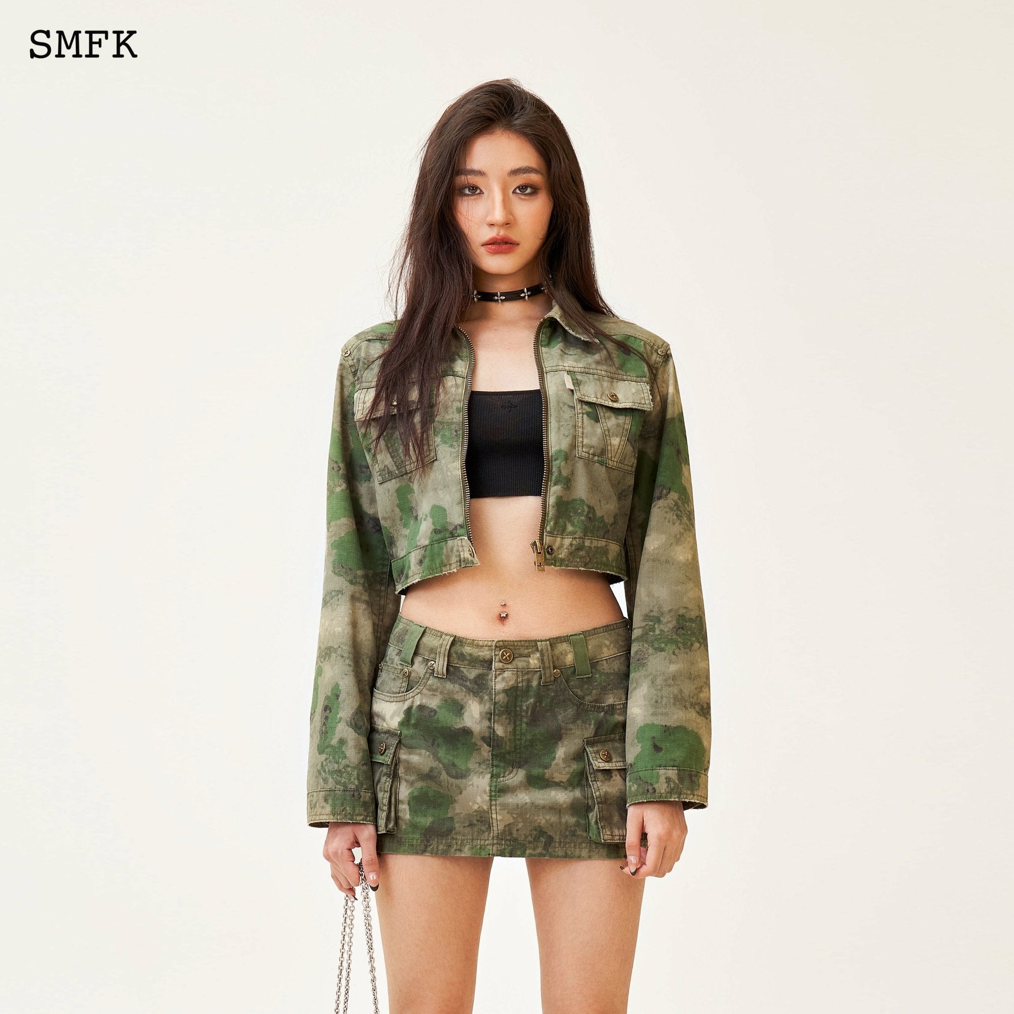 Compass Viper Green Camouflage Workwear Mini Skirt