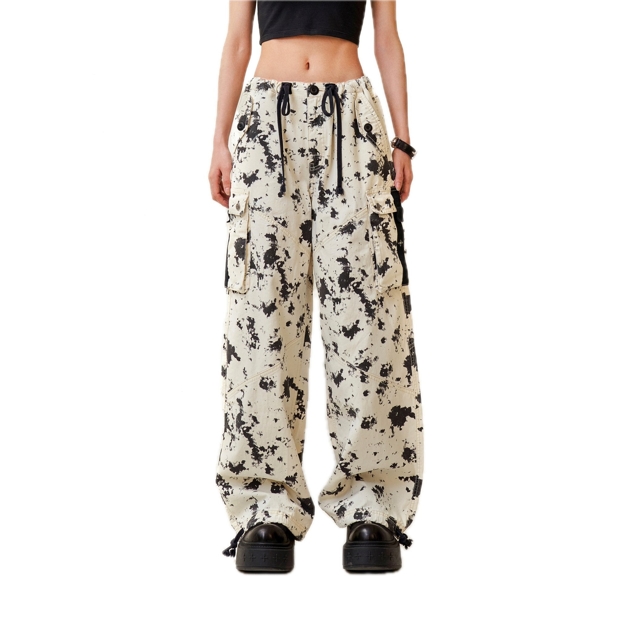 Compass White Camouflage Retro Paratrooper Pants