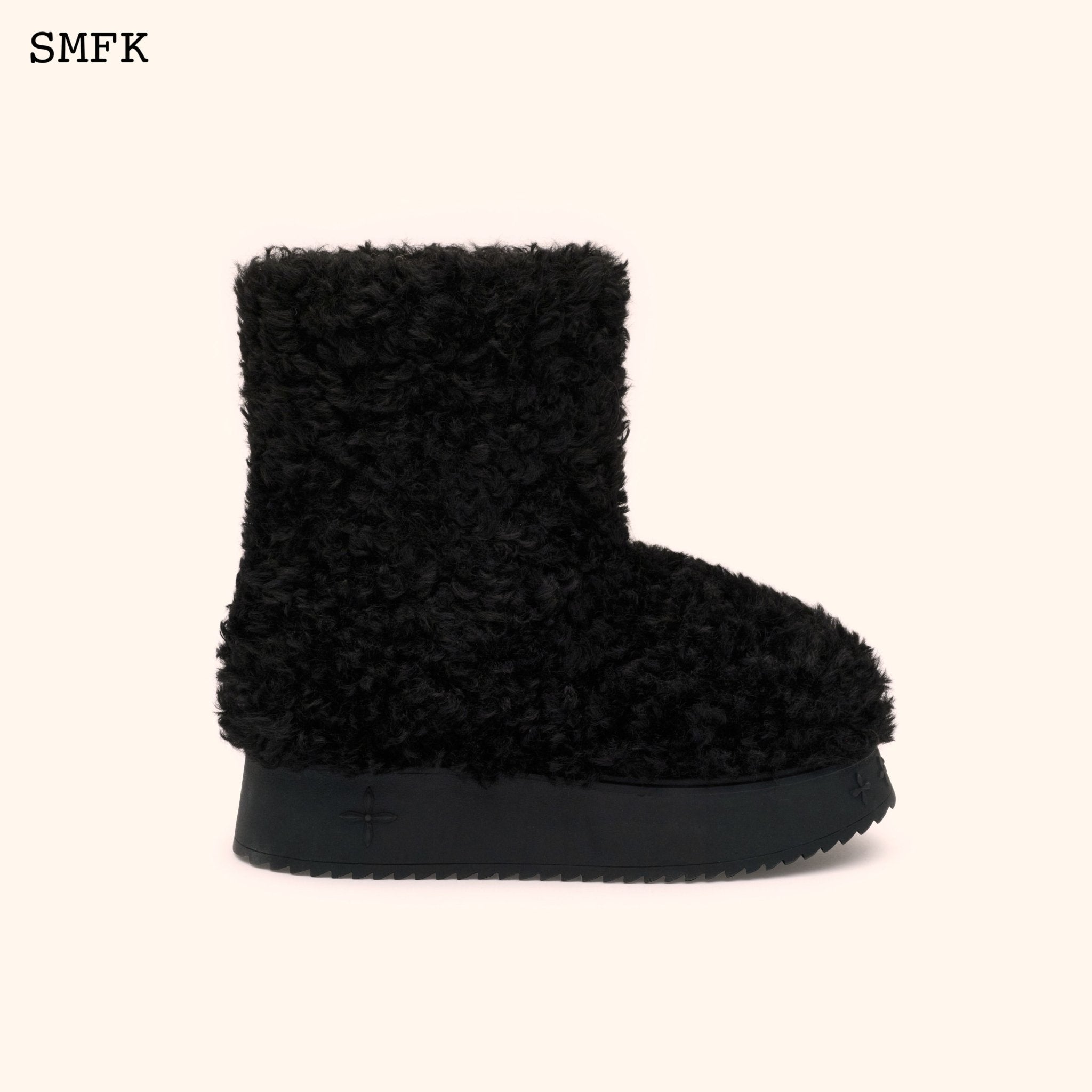 Compass Woolly Black Fluffy Boots