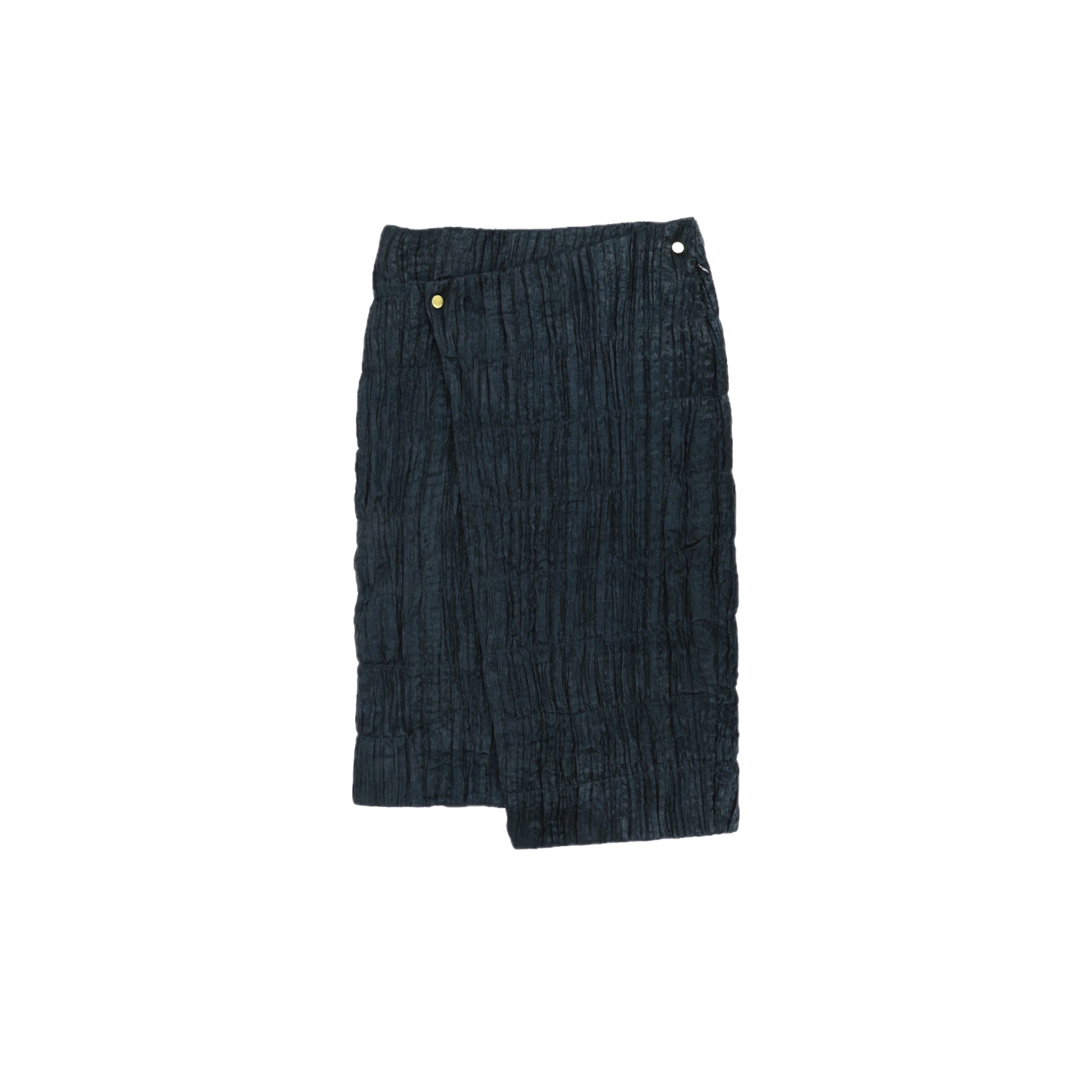 Dark Green Pleated Quilted Cotton Wrap Skirt