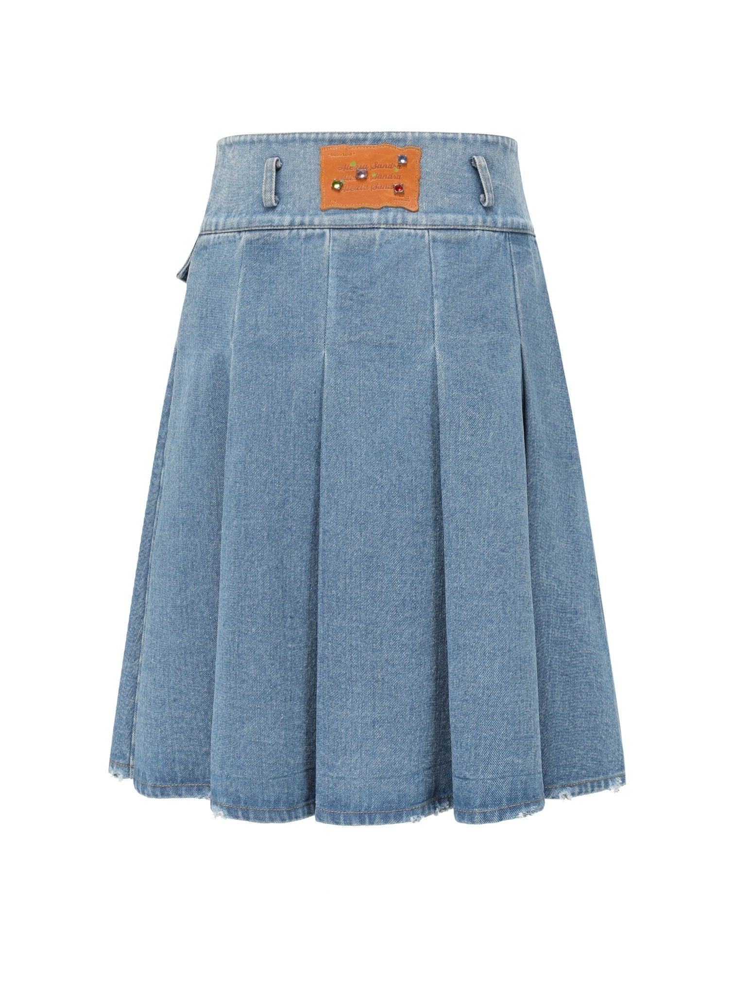 Denim Pleated Medium Skirt