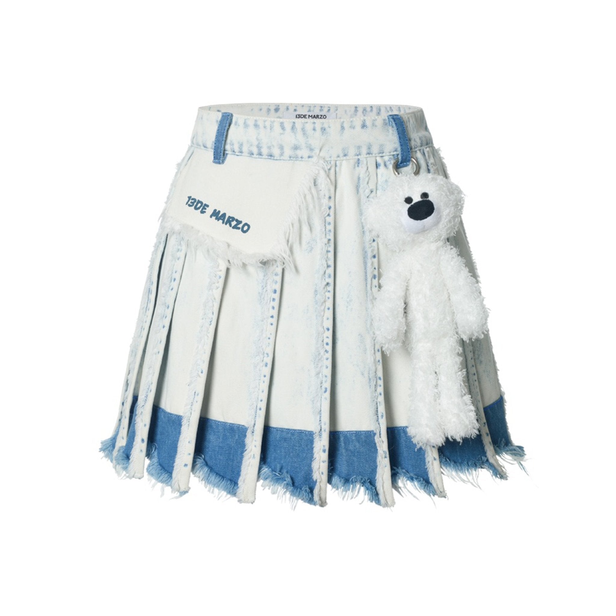 Denim Pleated Skirt Blue