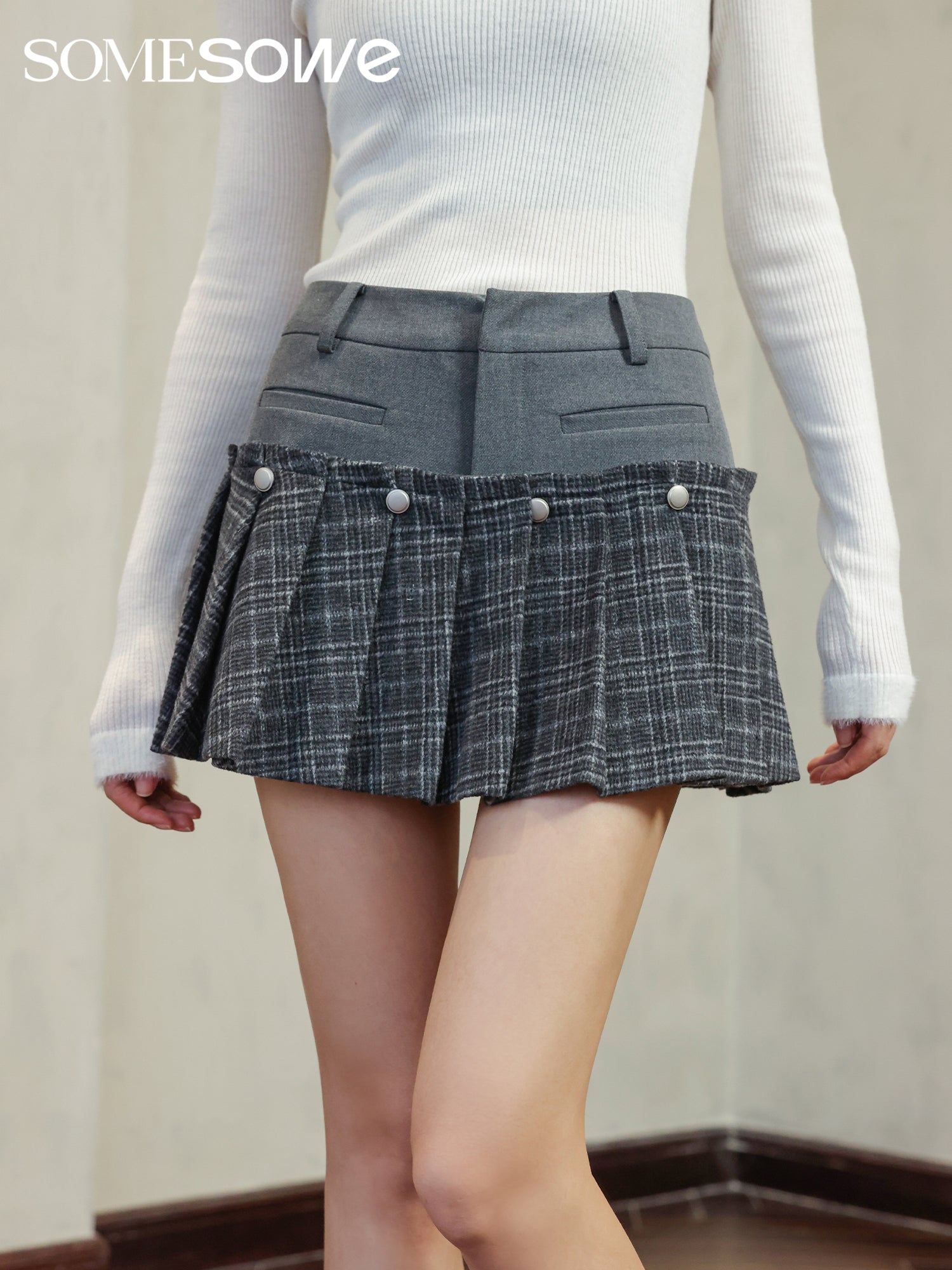 Detachable Checkered Shorts