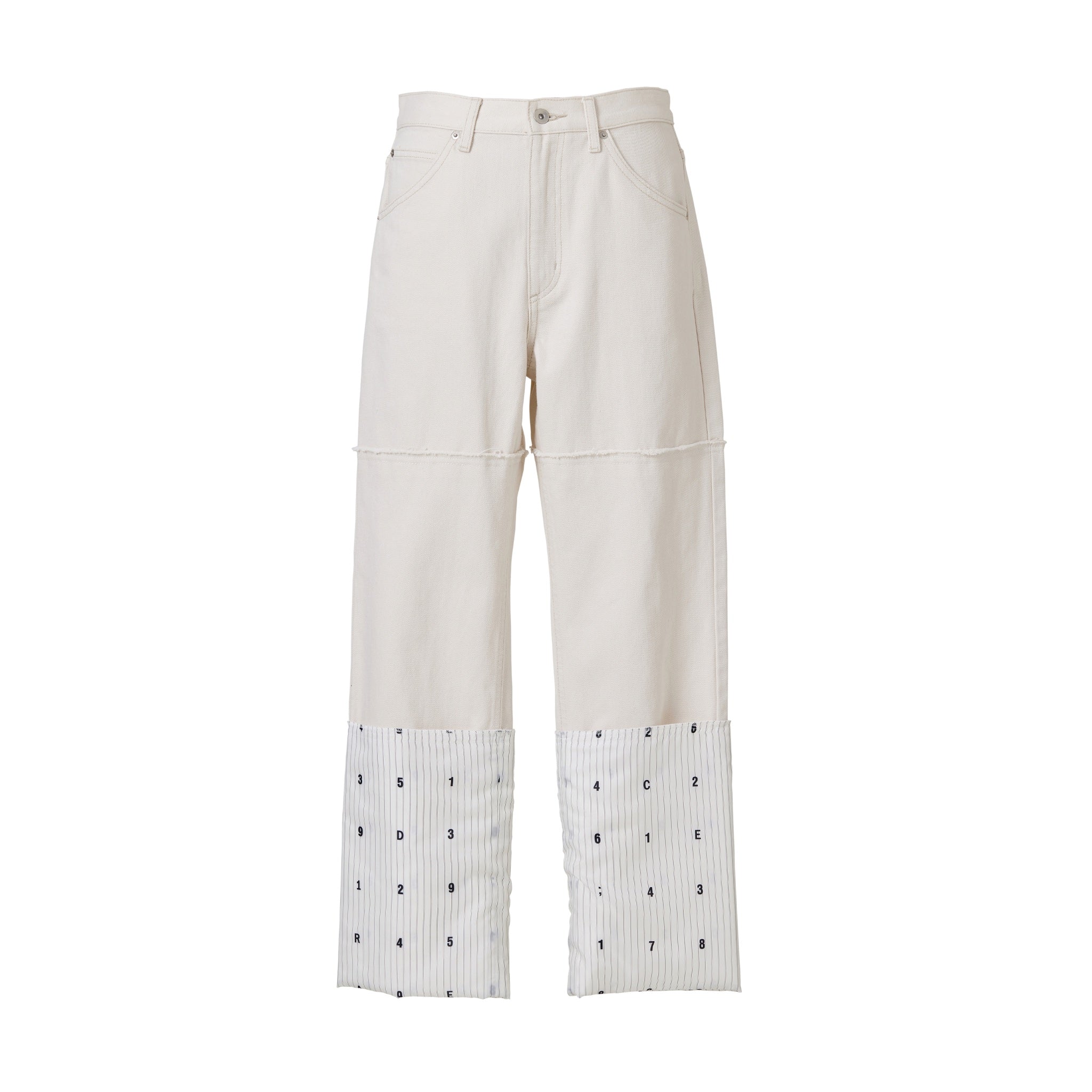 Digital Splicing White Denim Pants