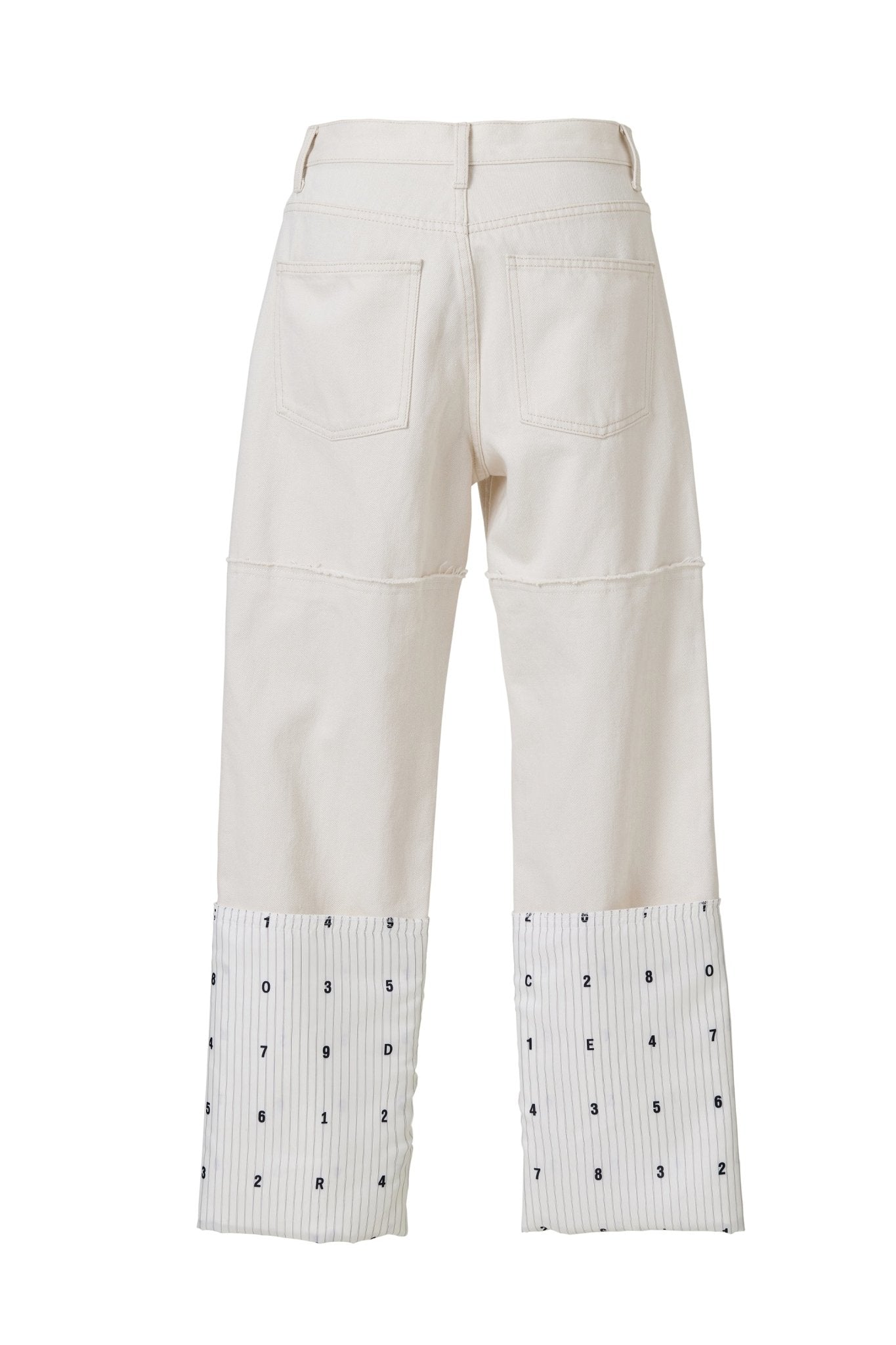 Digital Splicing White Denim Pants