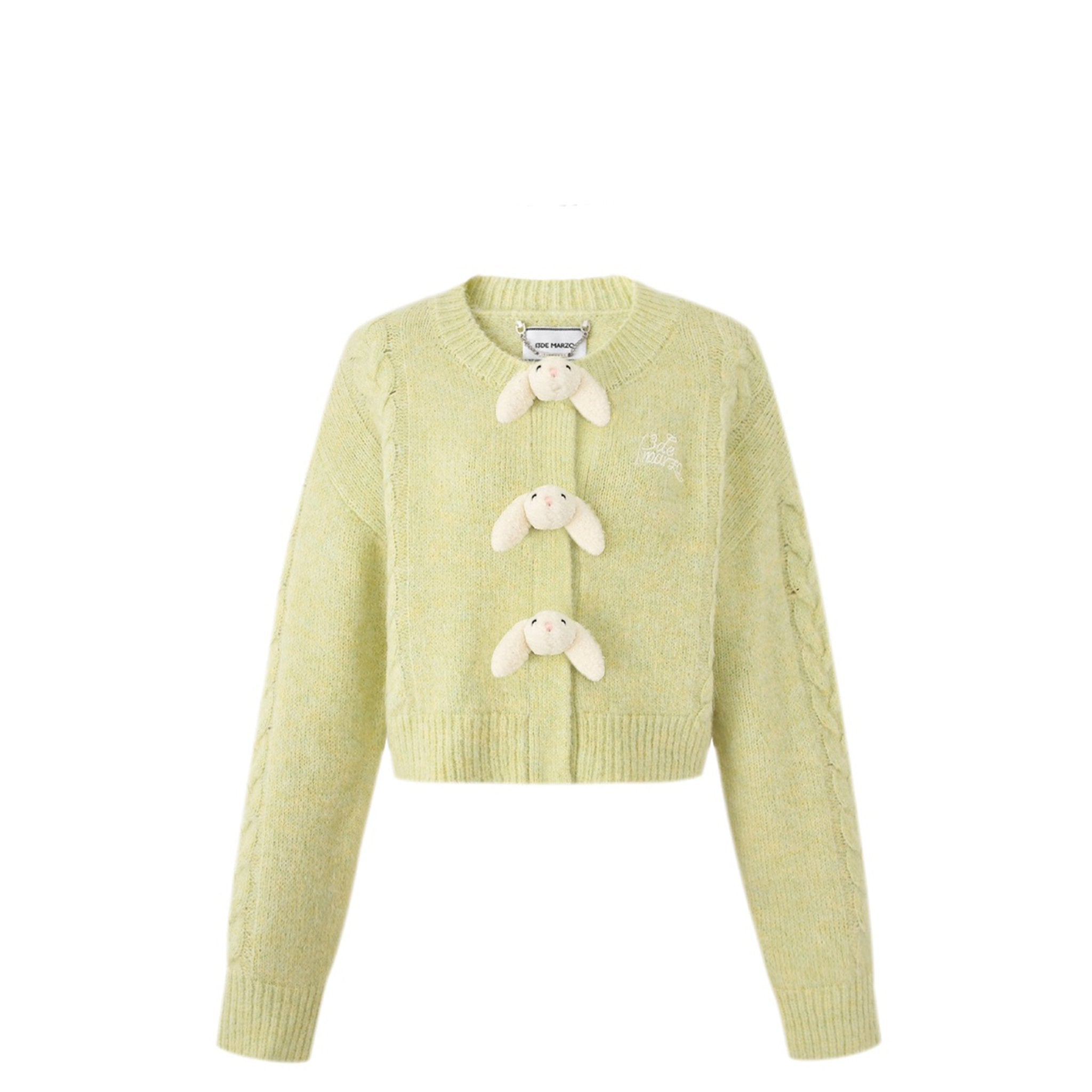 Doozoo Button Knit Cardigan Shadow Lime