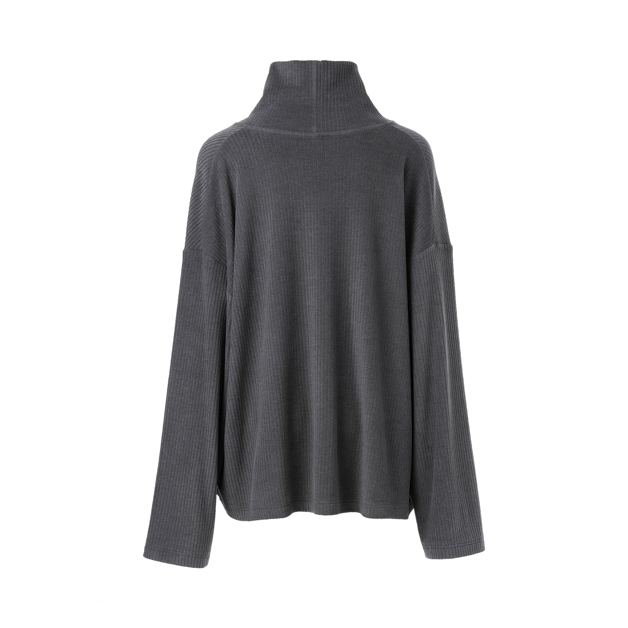 Gray Draped-Neckline Loose Fit T-shirt