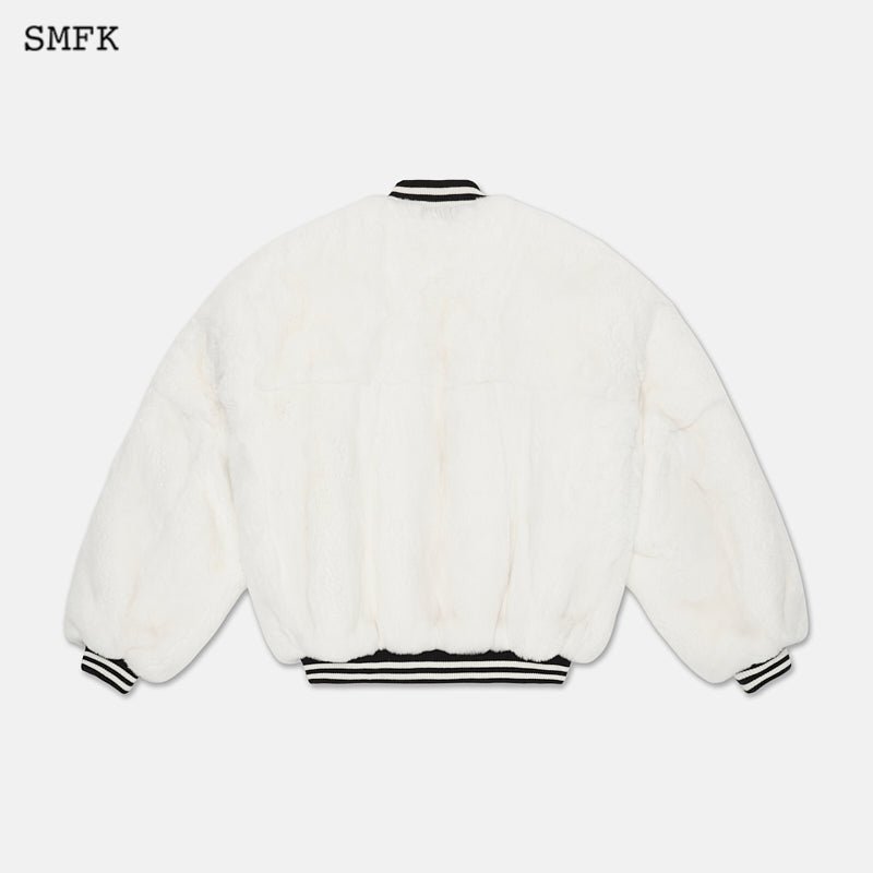 Gemini Fur Aviator Jacket White