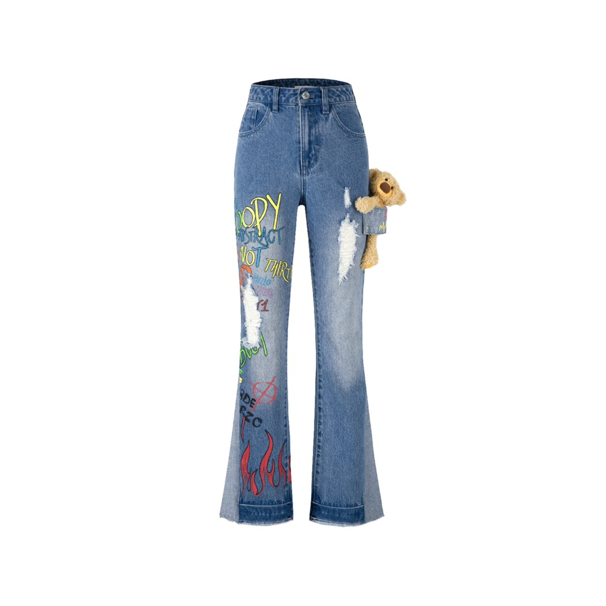 Graffiti Slang Jeans Washed Blue