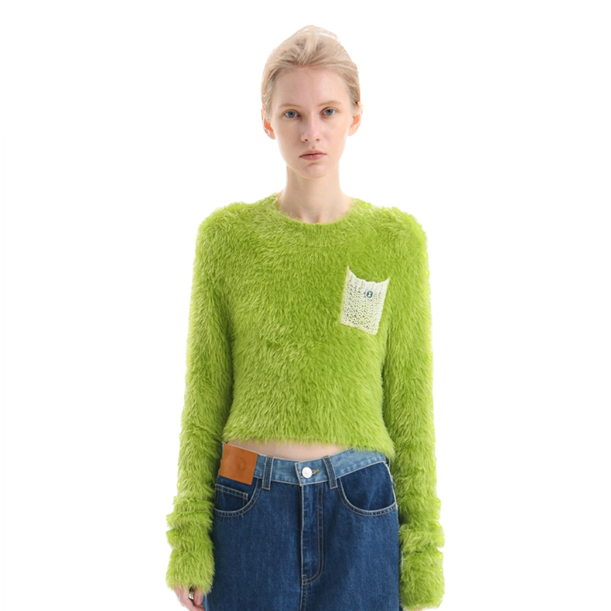 Green Feather Yarn Sweater