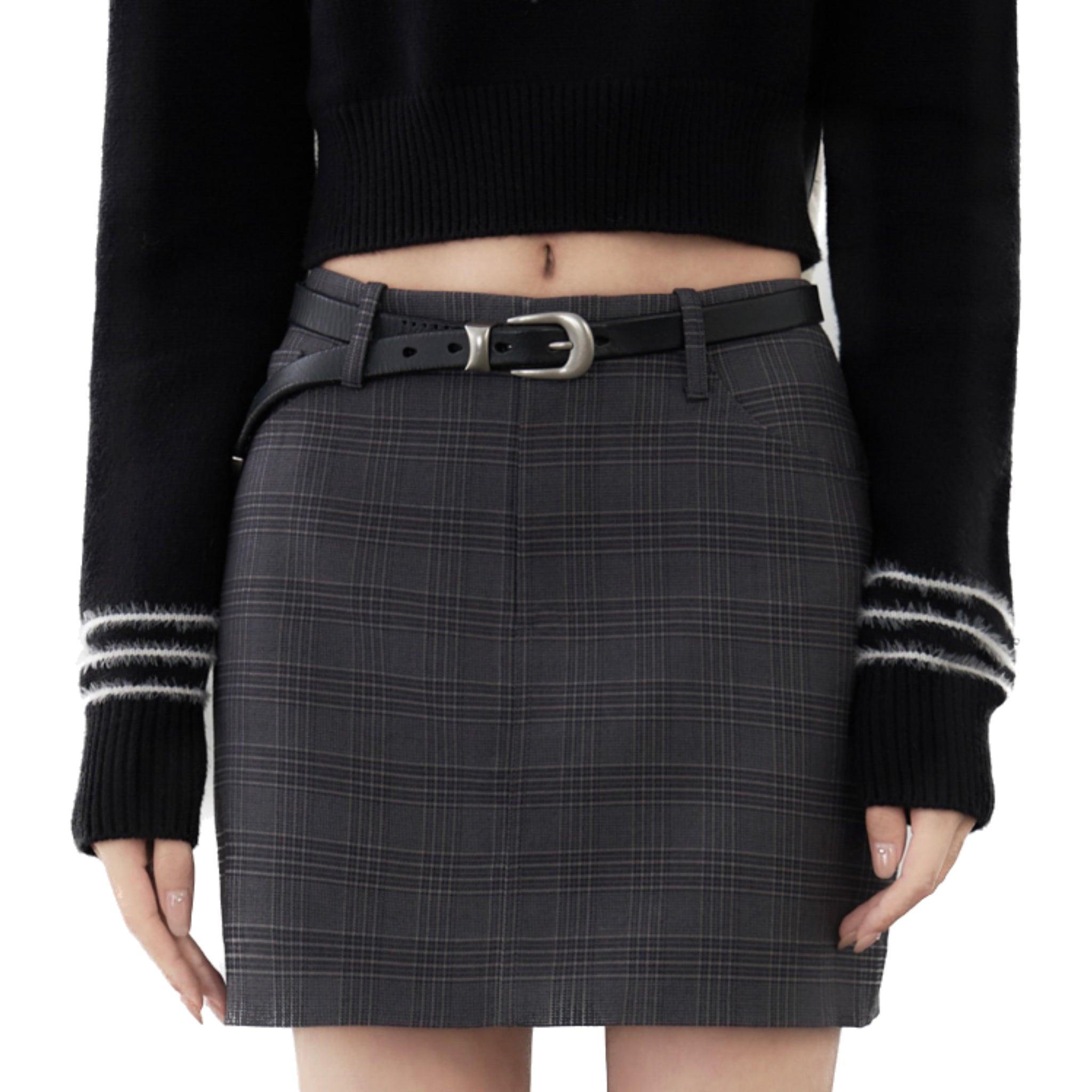 Grey Checkered Skirt