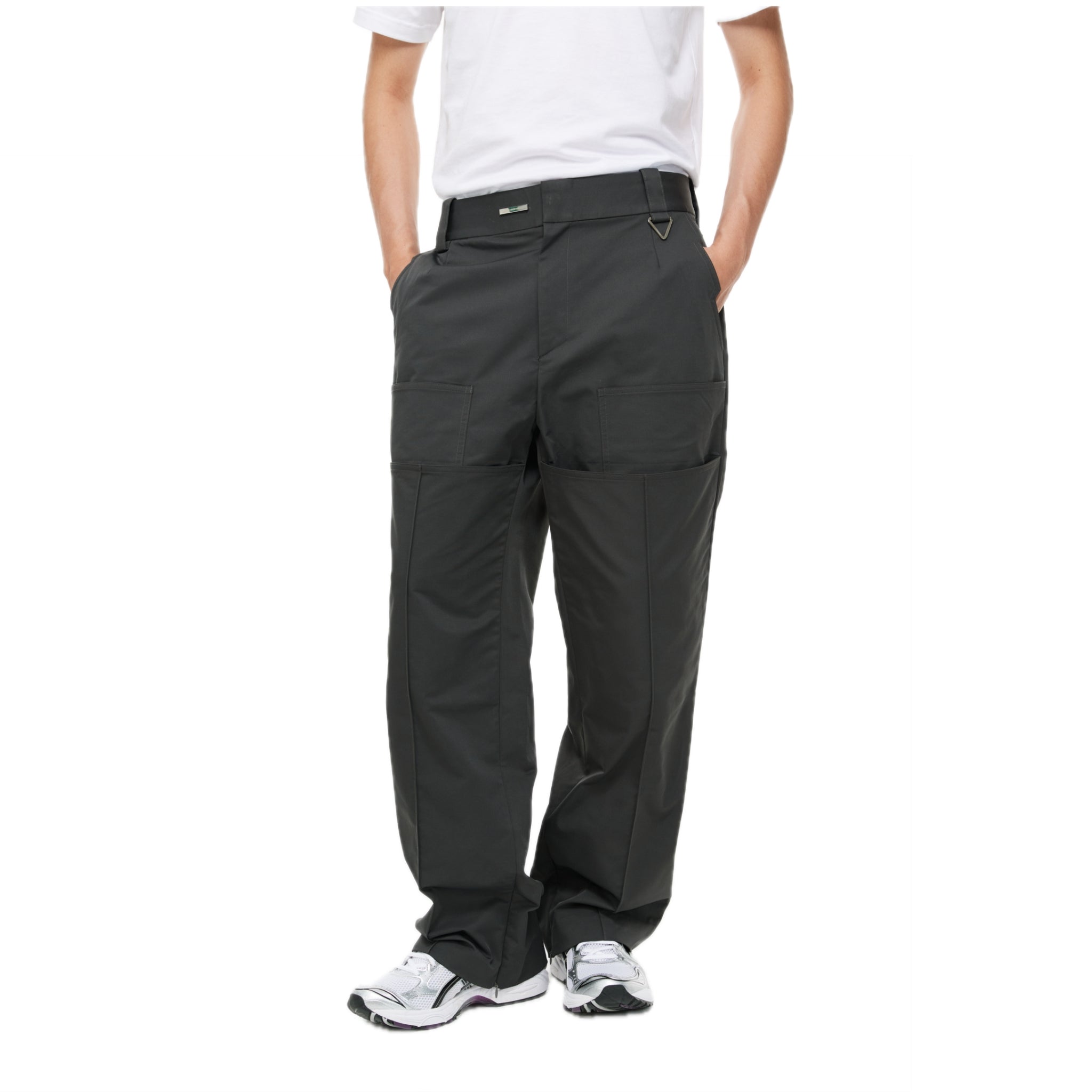 Grey Customized Triangle Buckle Cargo Pants