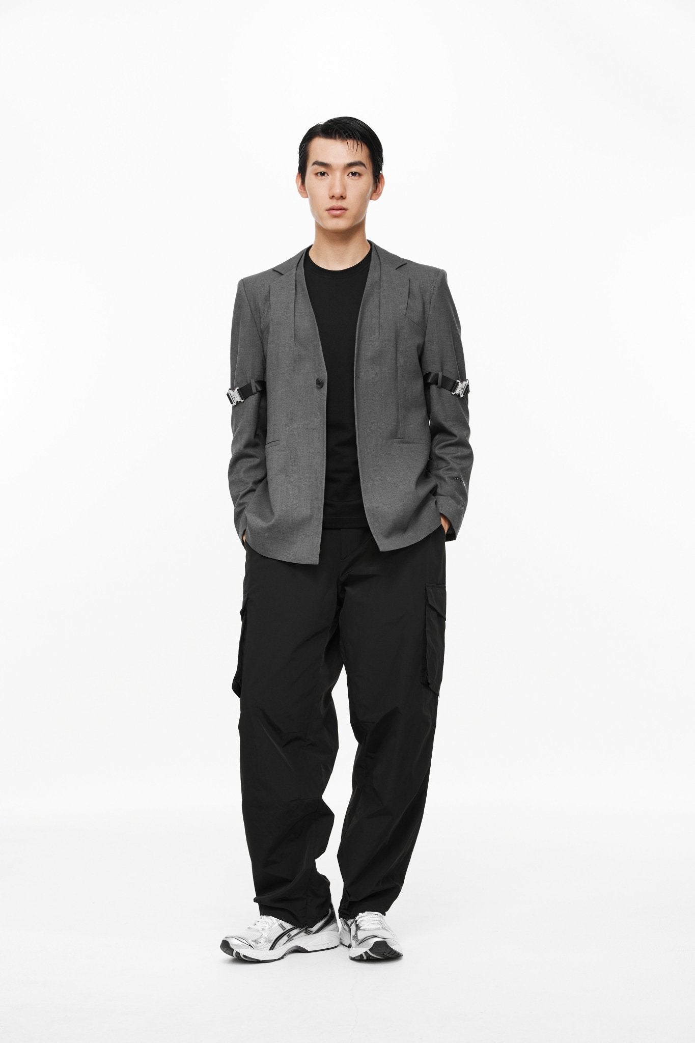 Grey Deconstructed Double Layer Single Breasted Suit