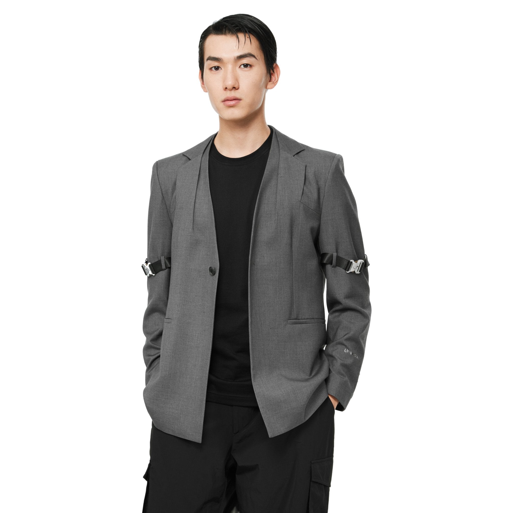 Grey Deconstructed Double Layer Single Breasted Suit