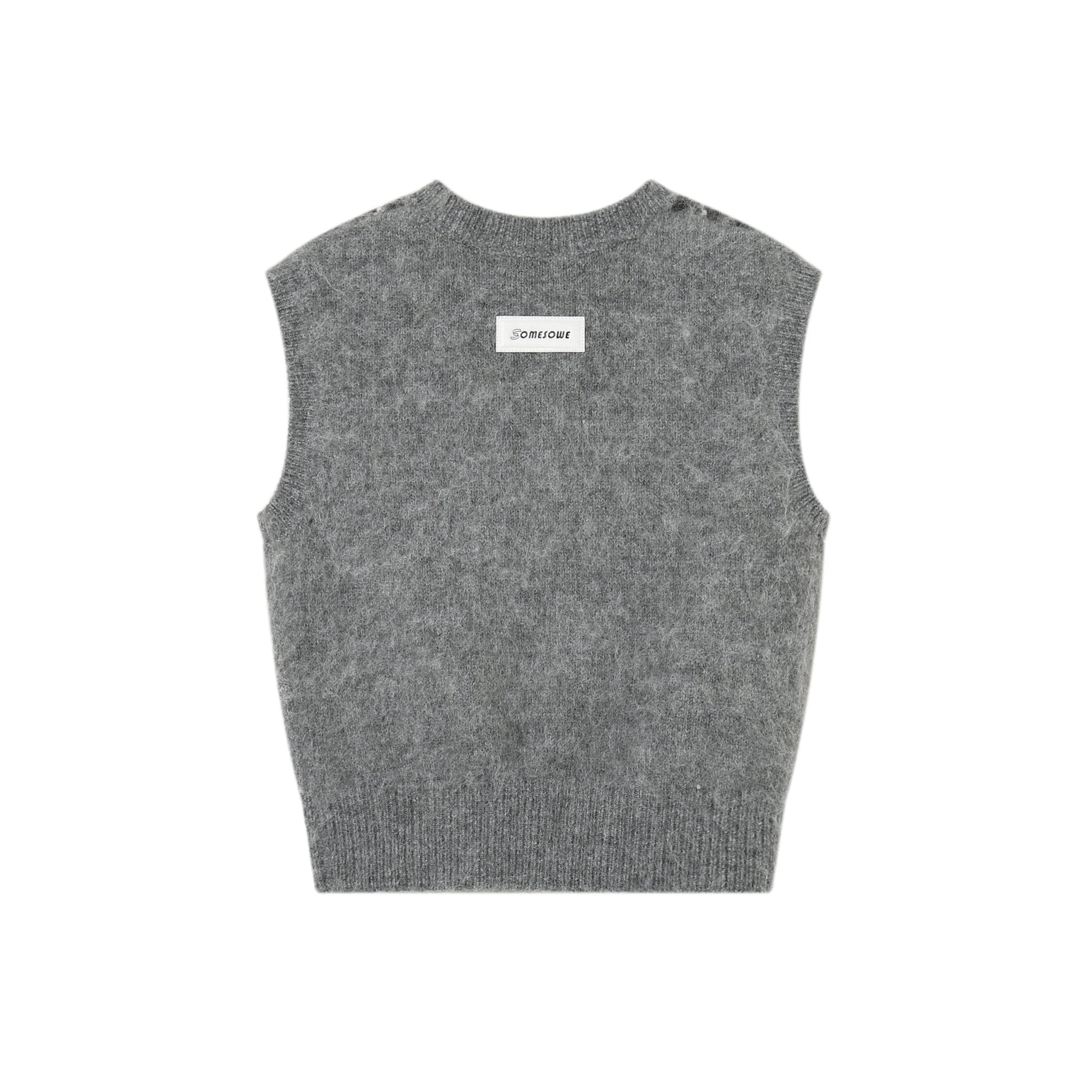 Grey Diamond Pattern Short Vest