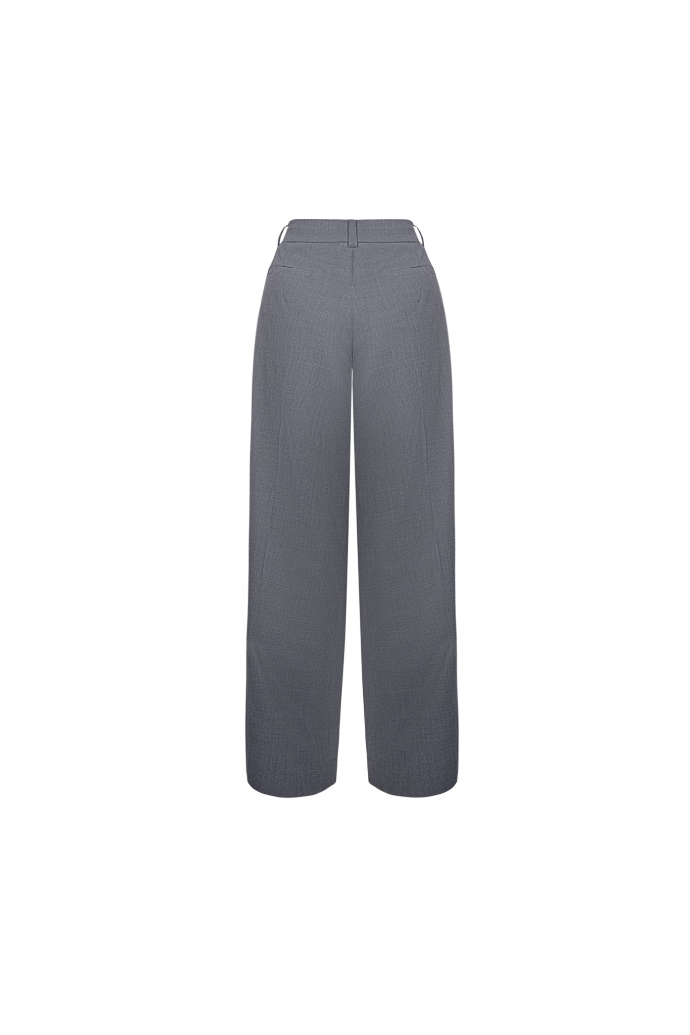 Grey Folded Waist Design Draped Suit Trousers