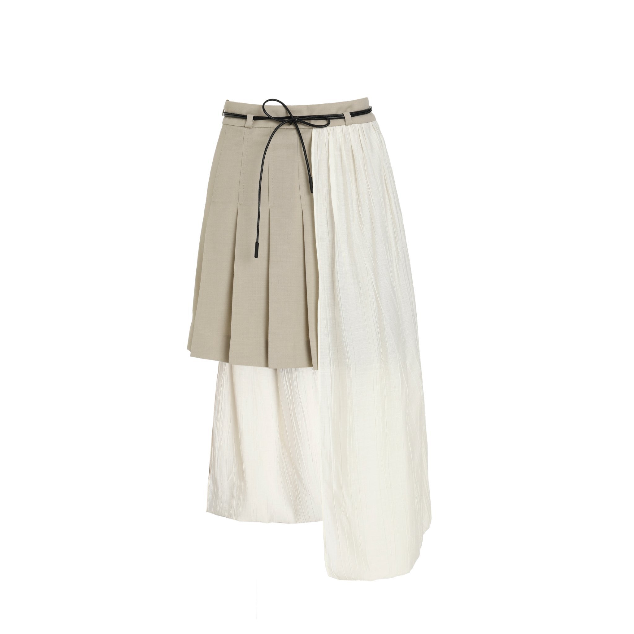 Grey Pleats Wool Wrap Skirt