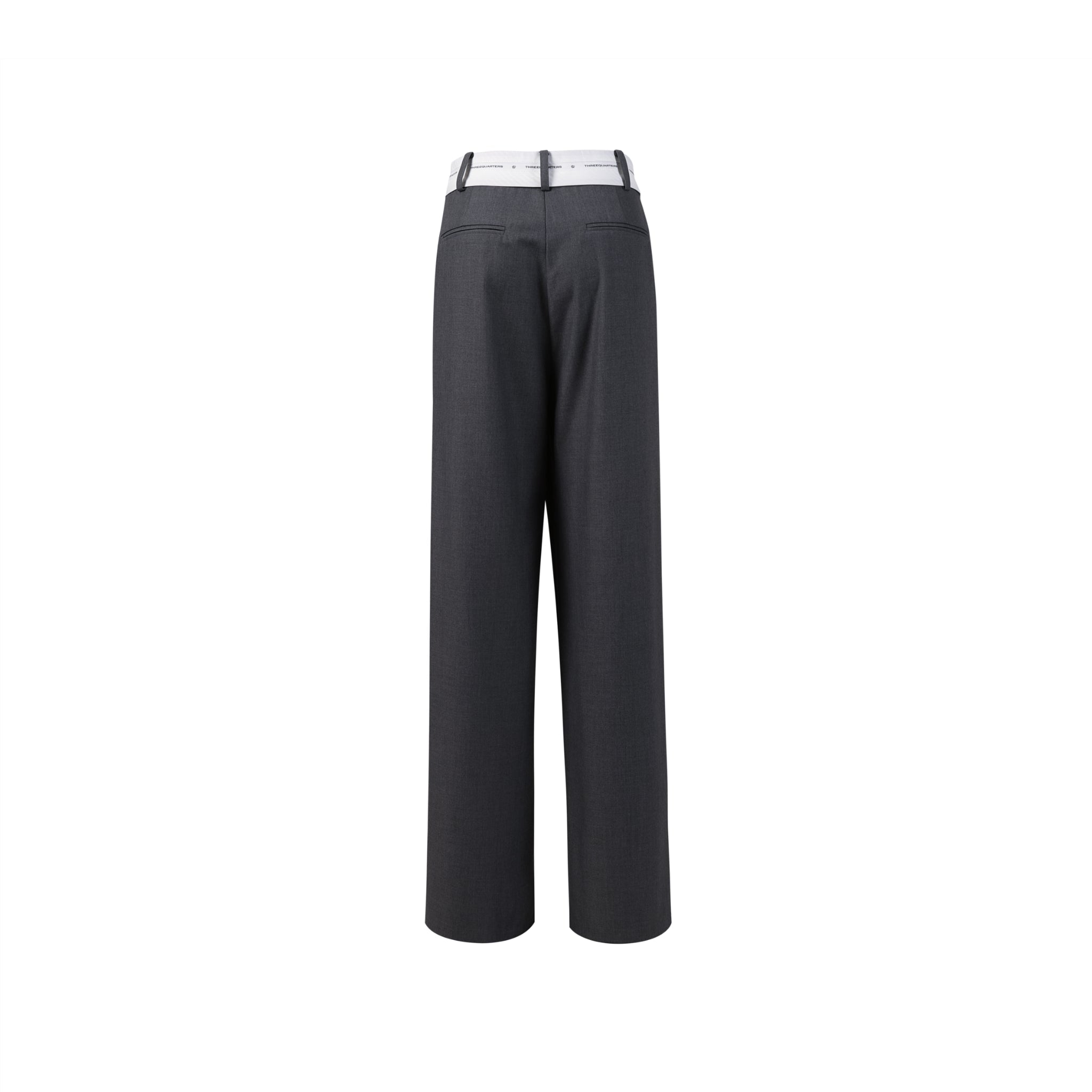 Grey Slanted Waistband Suit Pants