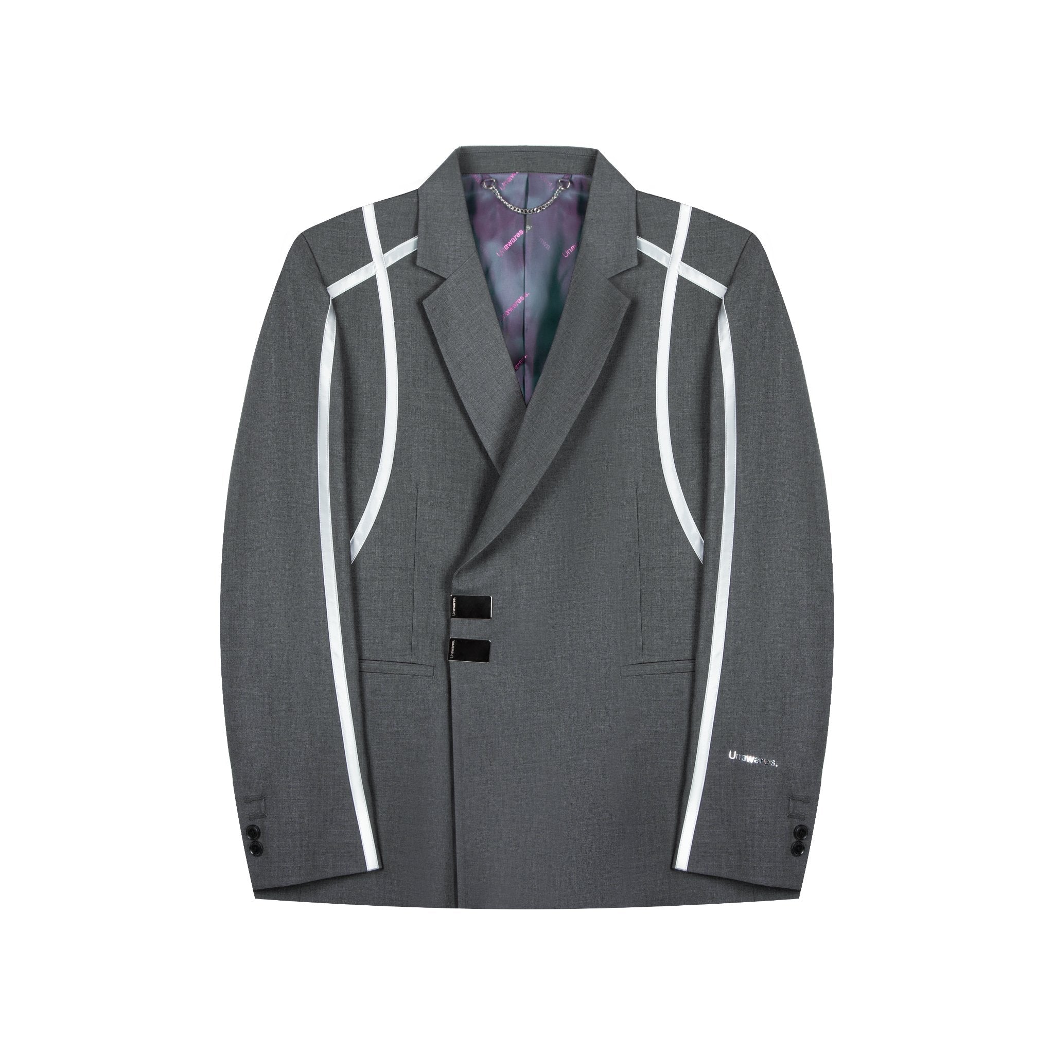 Grey Structured Line Spliced Double-Breasted Suit