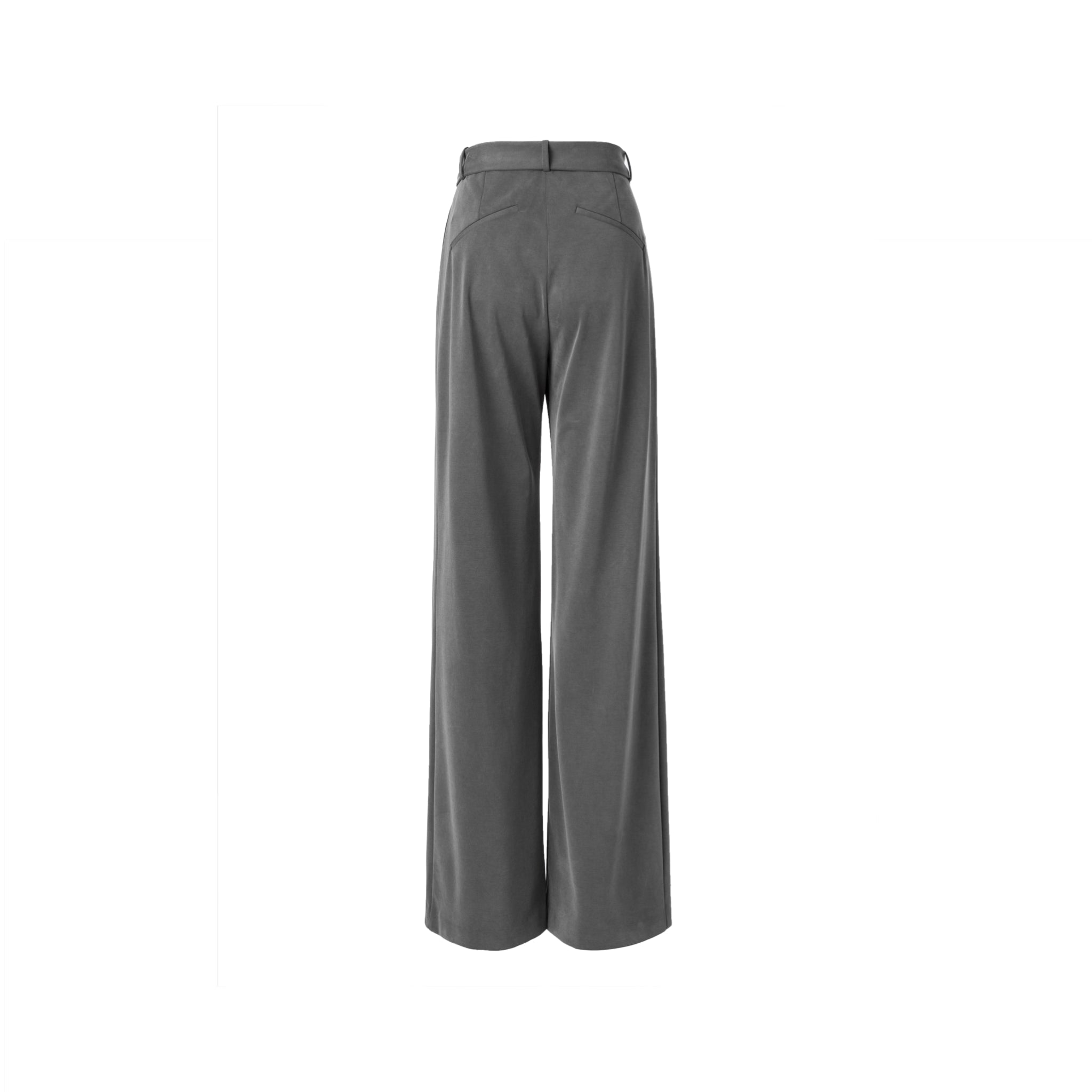 Gray Suedette Wide-legged Trousers