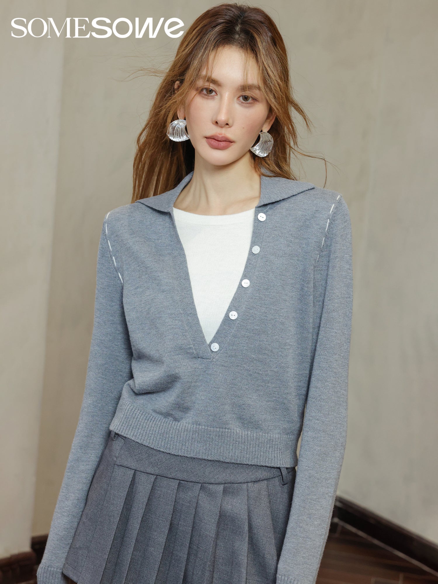 Grey Two Piece Minimal Cardigan