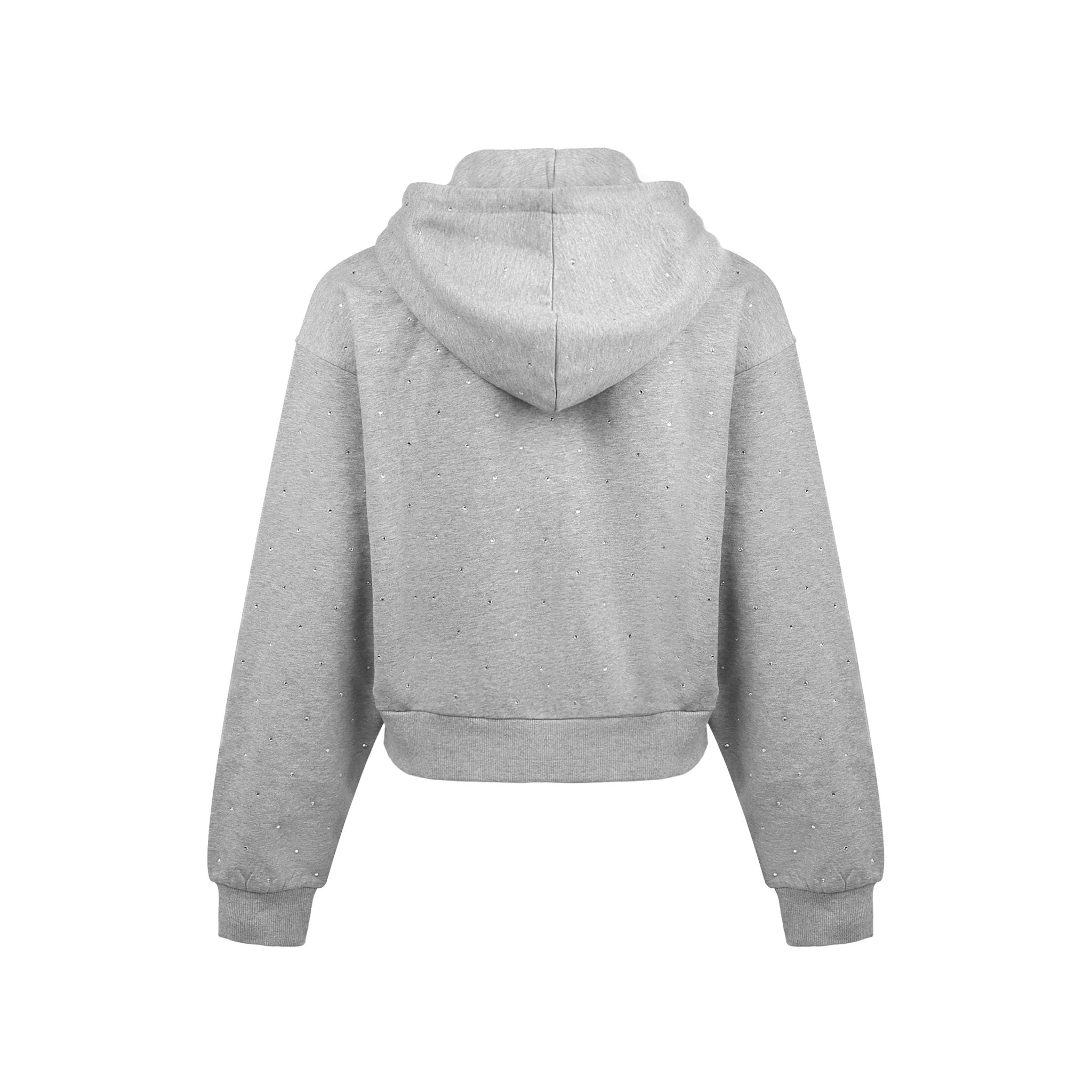 Grey Zipper Rhinestone Sweatshirt