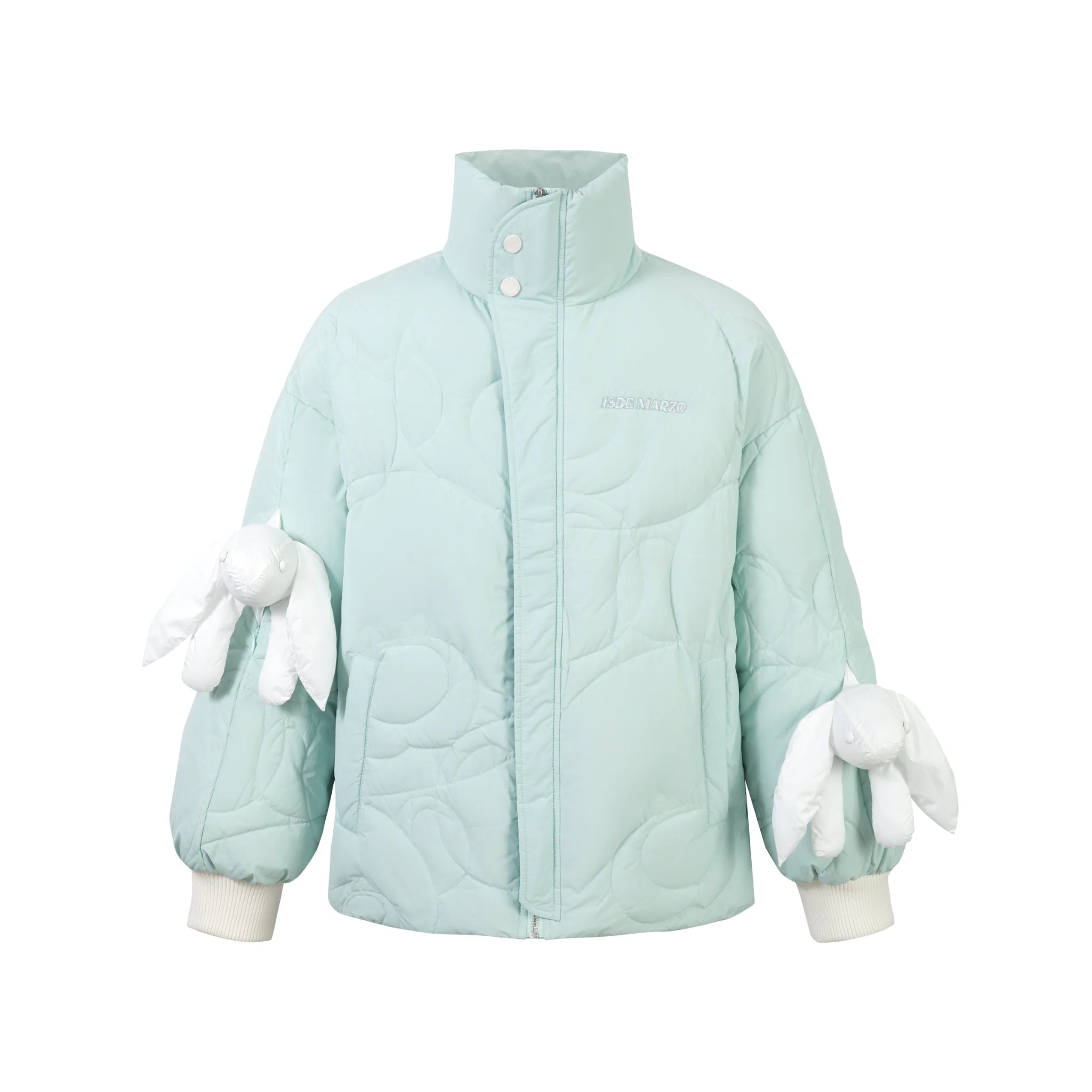 Hint Of Mint Doozoo Zip Dotted Line Down Jacket