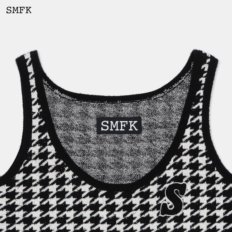 Houndstooth Knitted Undershirt Black