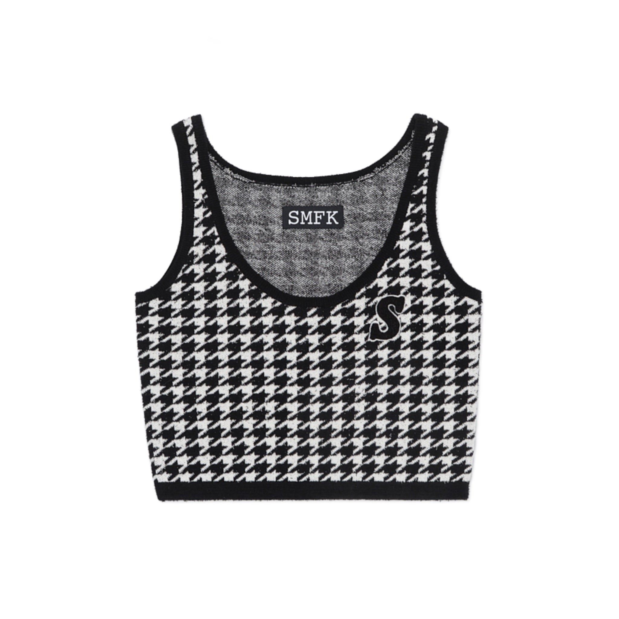 Houndstooth Knitted Undershirt Black