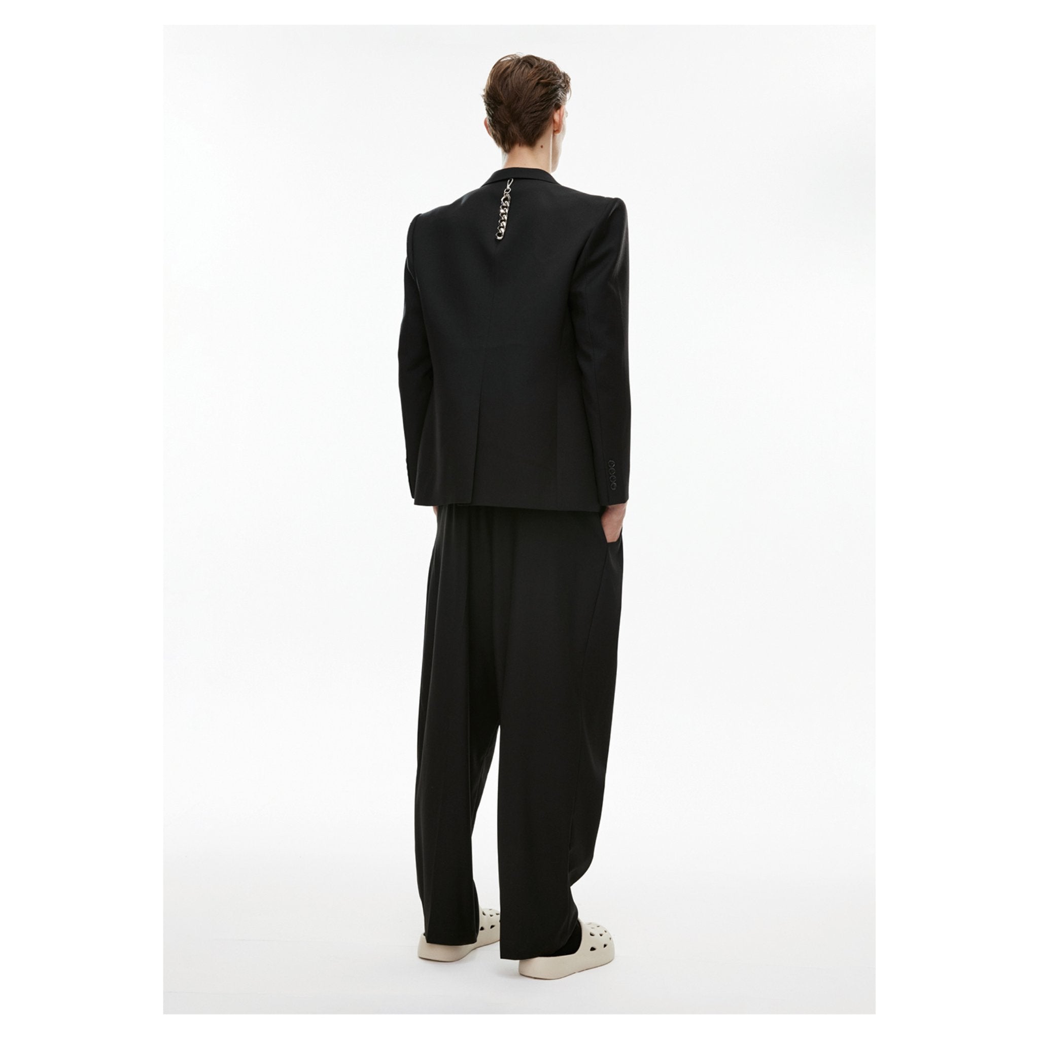 Irregular Acrylic Mirror Single Breasted Suit Black