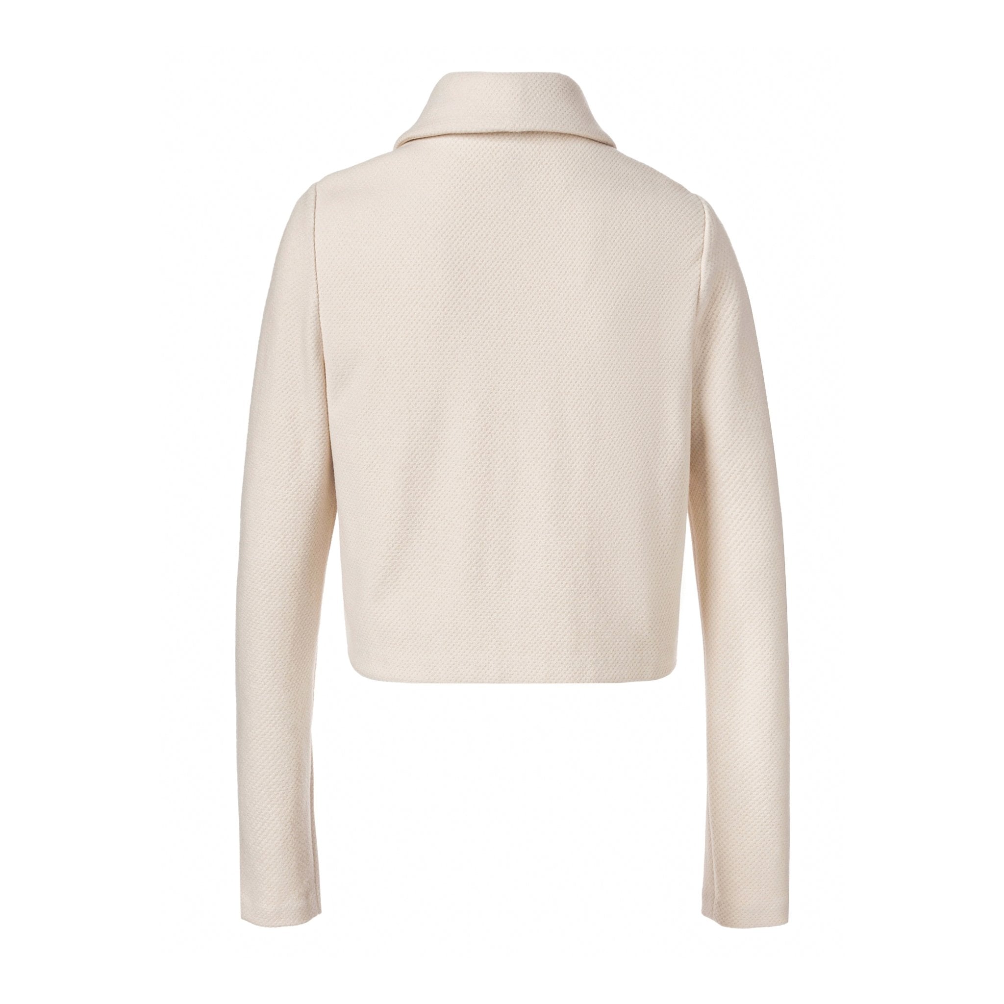 Beige Jacquard Knitted Slim-Fit Jacket