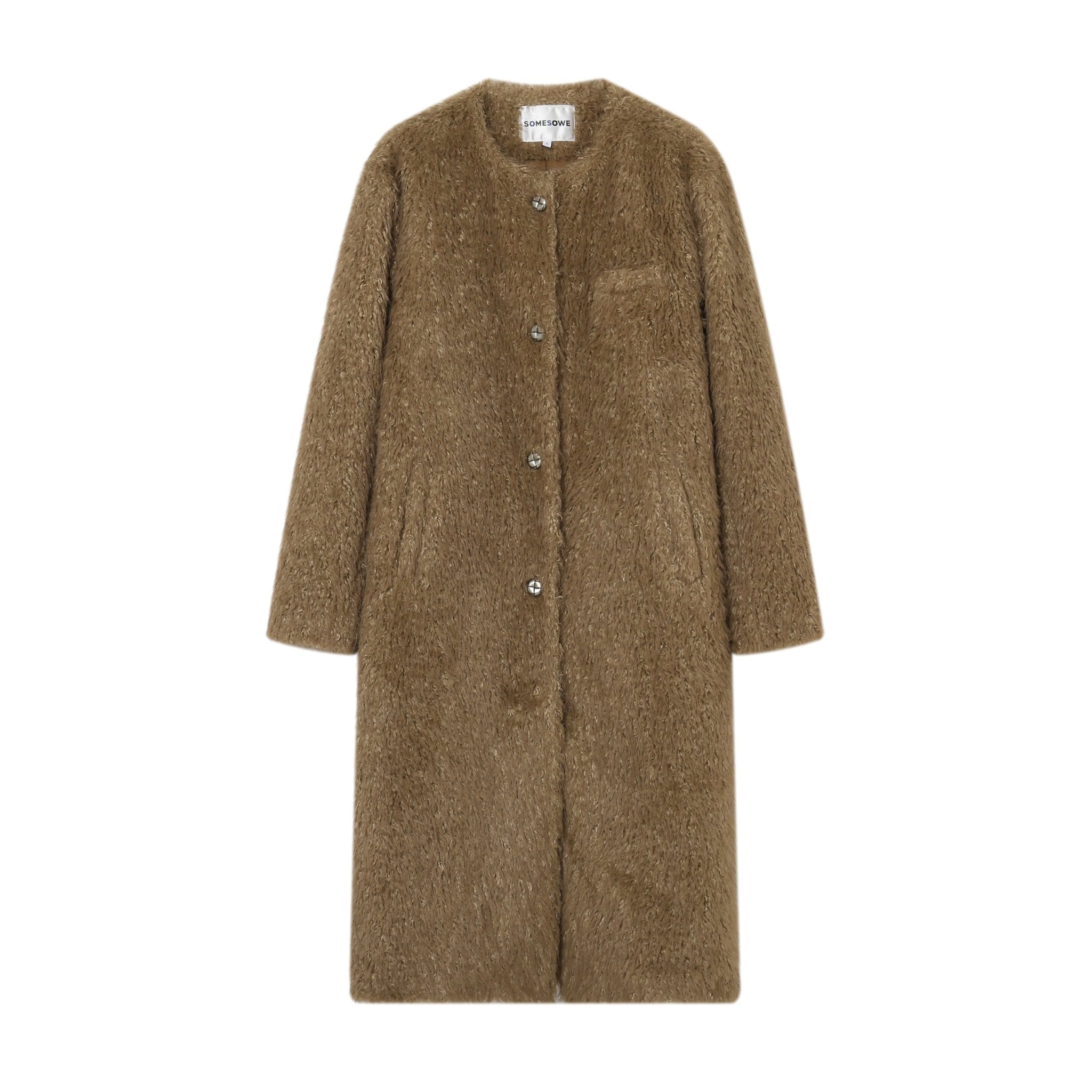 Khaki Faux Fur Long Coat