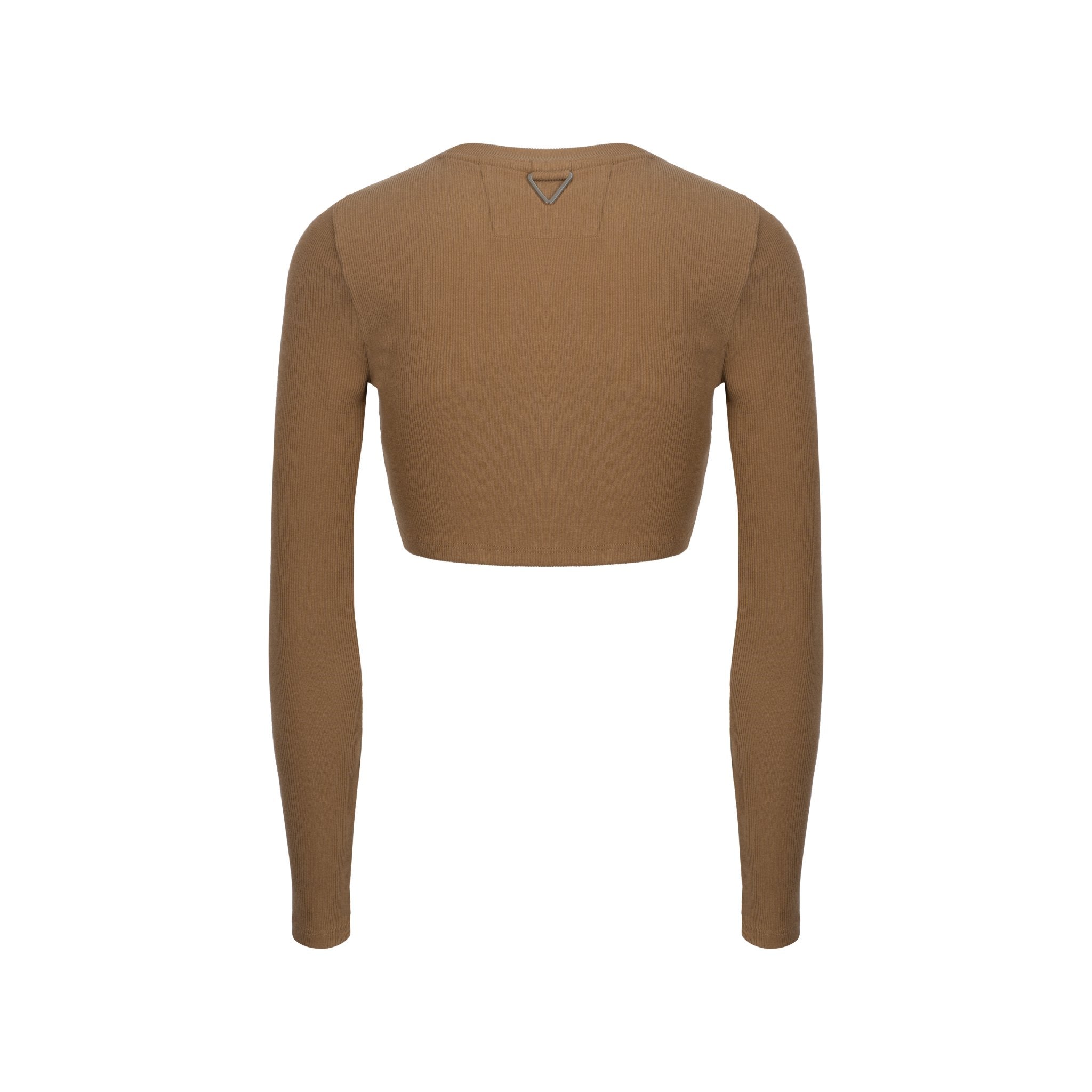 Khaki Slim Fit Logo Embroidery Long Sleeve T-Shirt