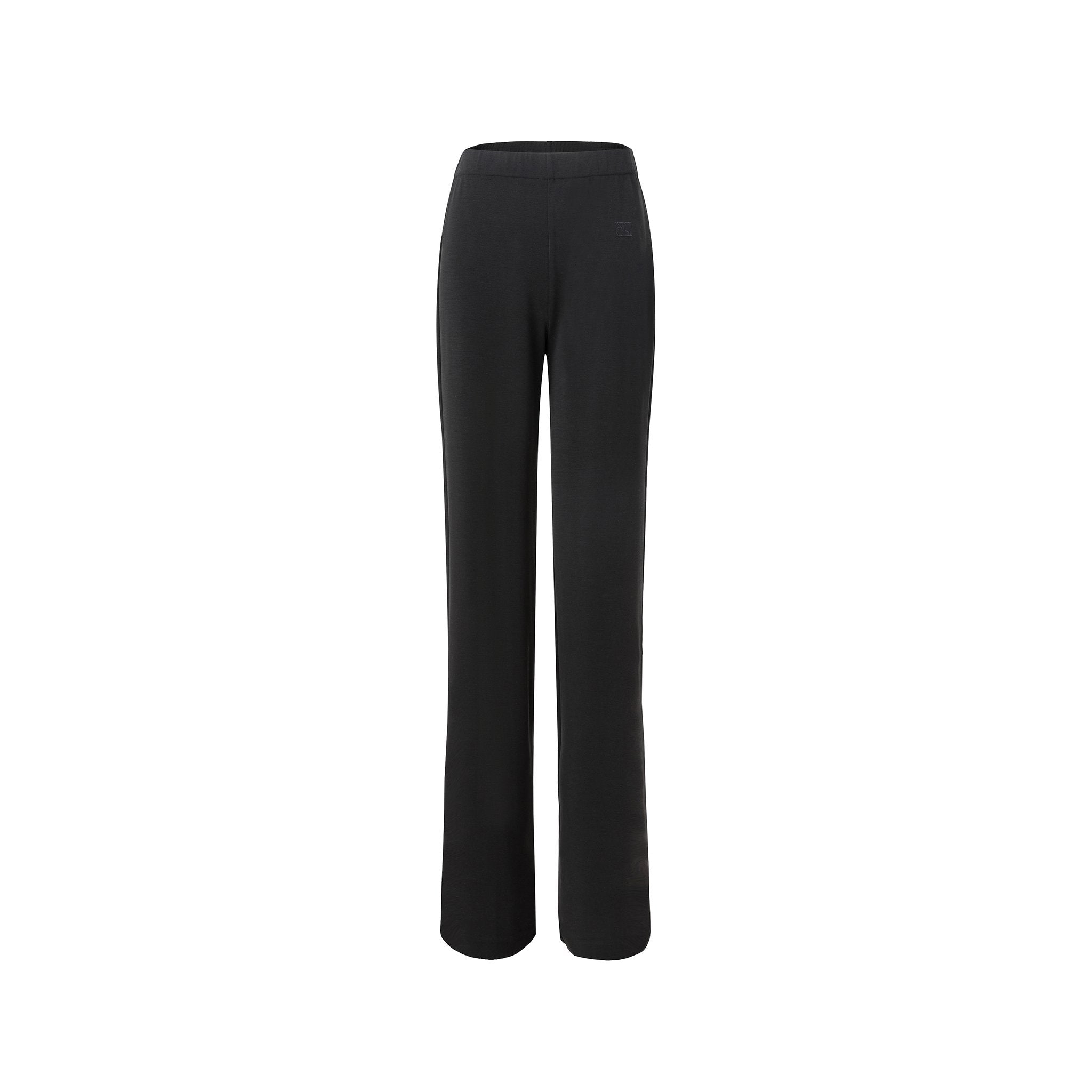 Black Knitted Straight-leg Trousers