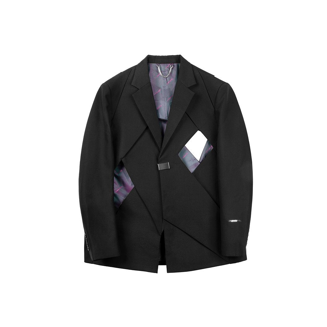 Laminated Cut Out Custom Adjustable Button Suit Black