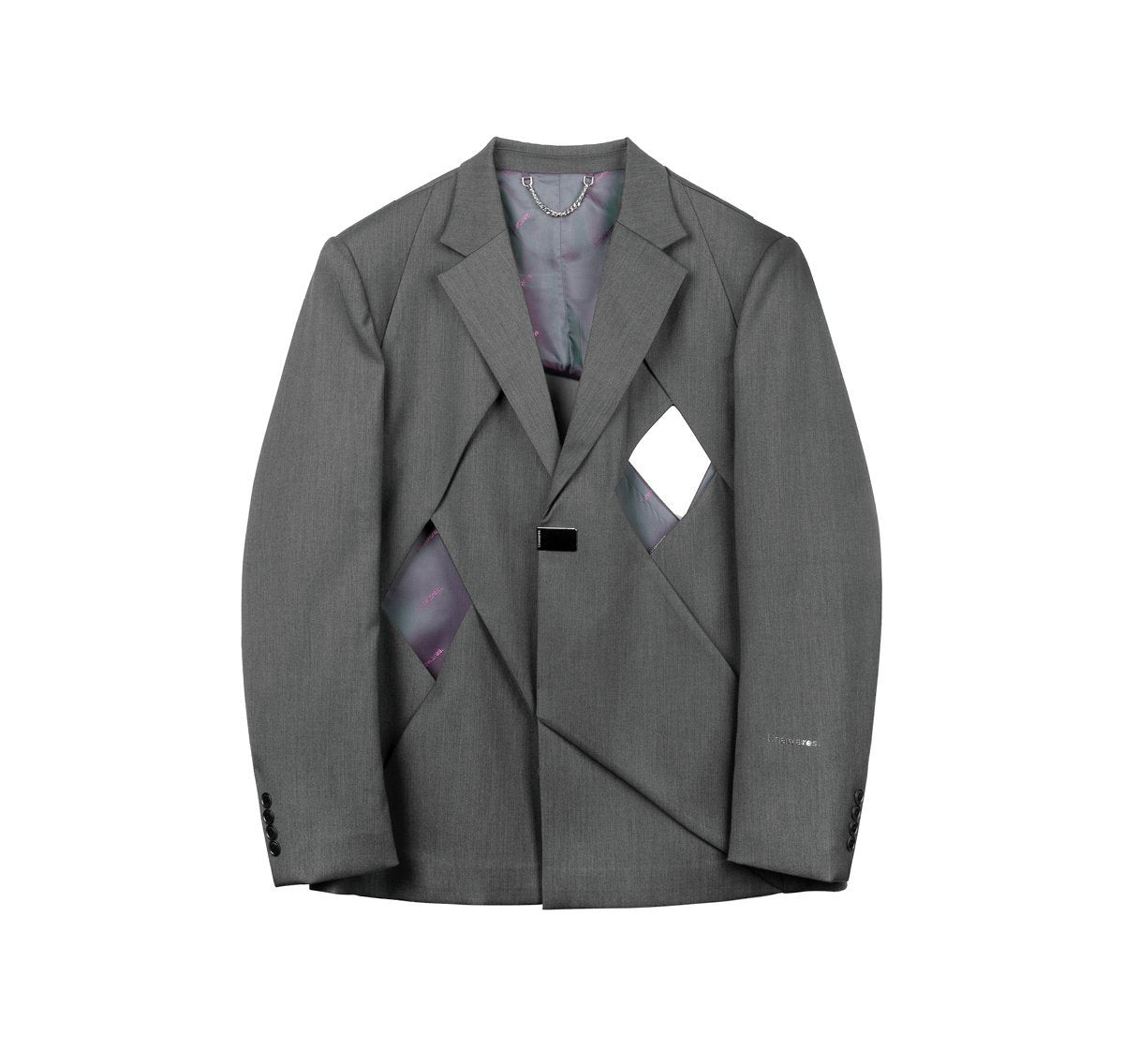 Laminated Cut Out Custom Adjustable Button Suit Grey