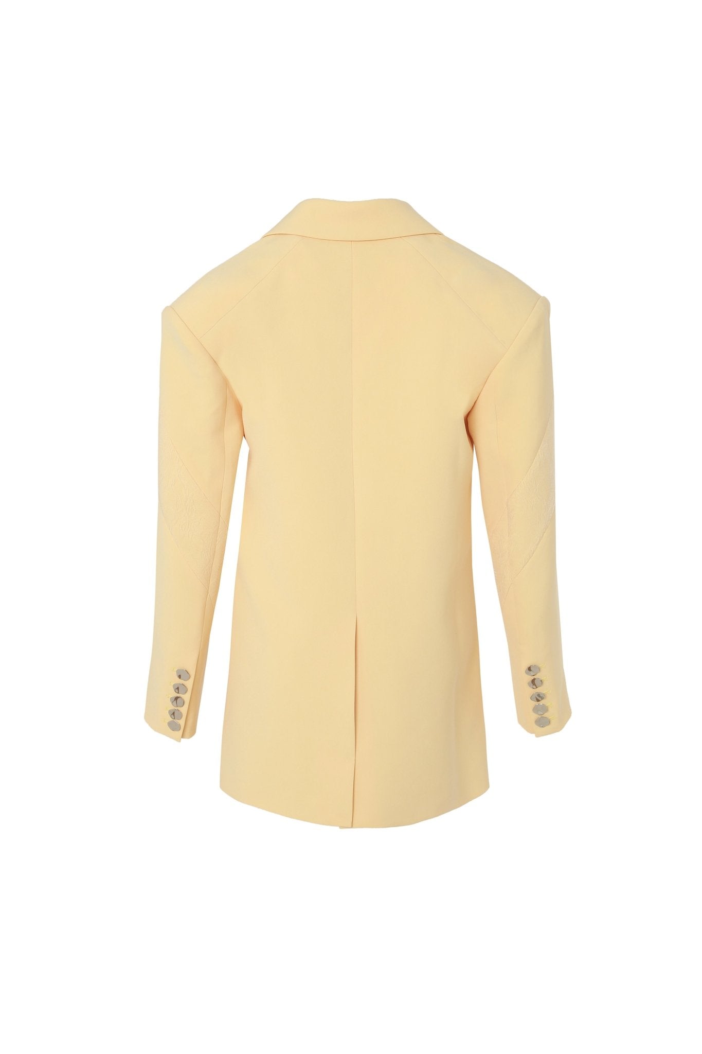 Lemon Yellow Lace Layering Slim Fit Waist Cutout Blazer