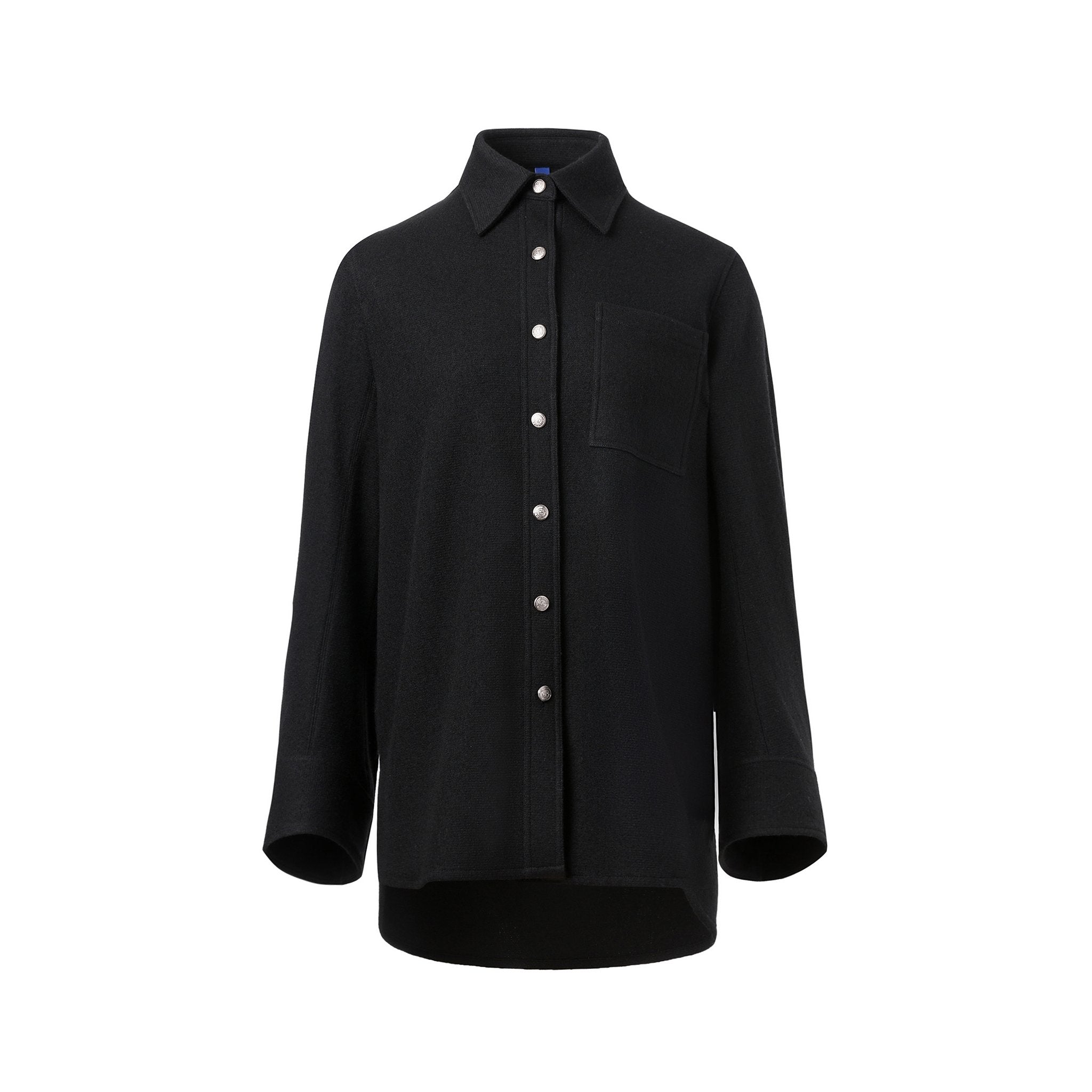 Black Long-Sleeve Wool Shirt