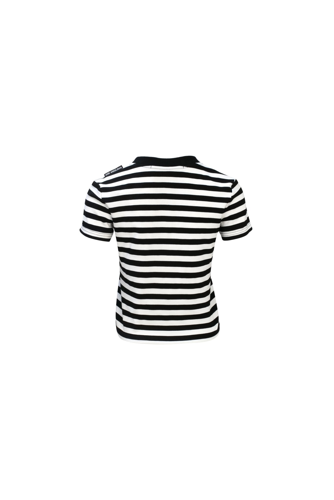 Black And White Striped Printed Striped Short Sleeve Top