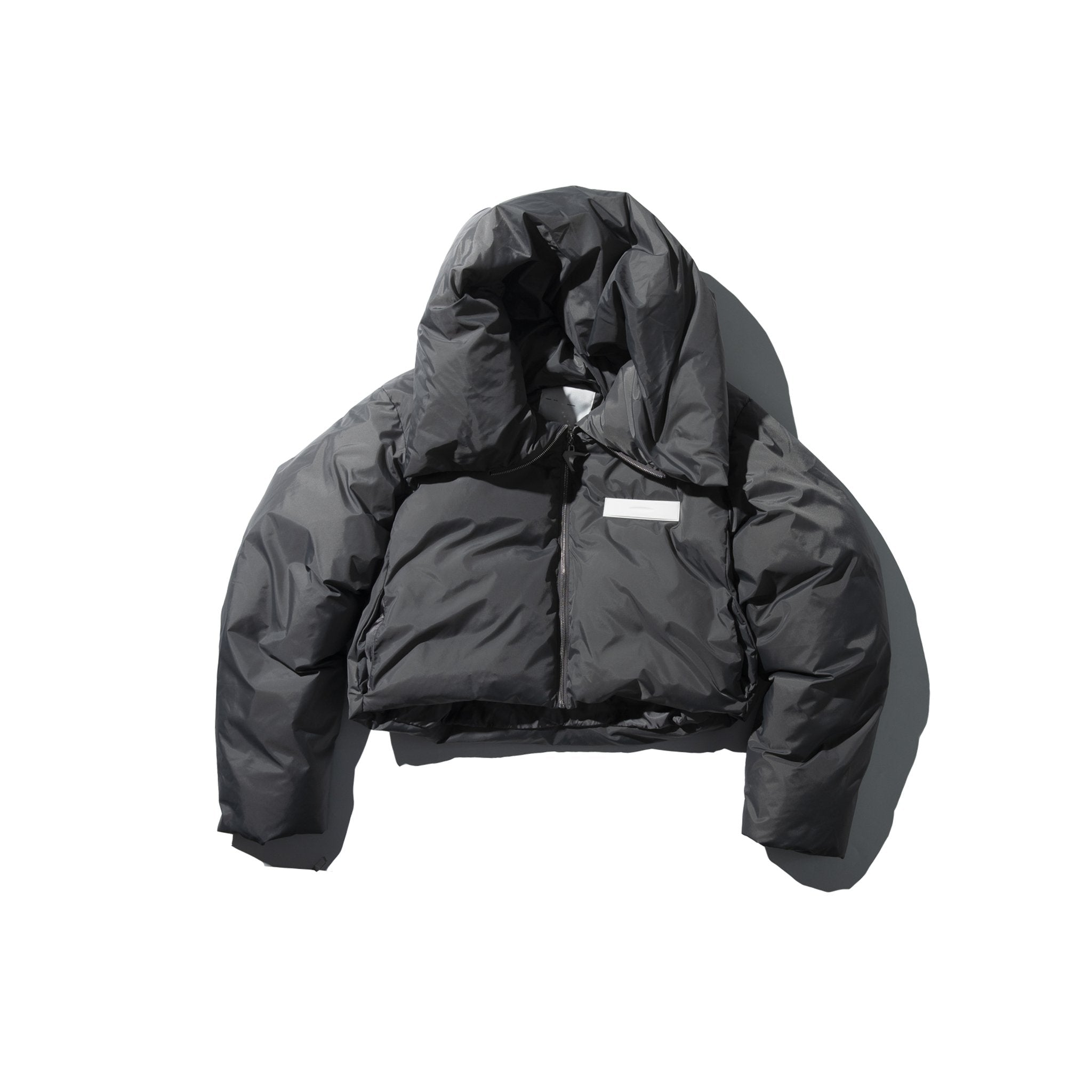 Grey Super-High Collar Down Jacket