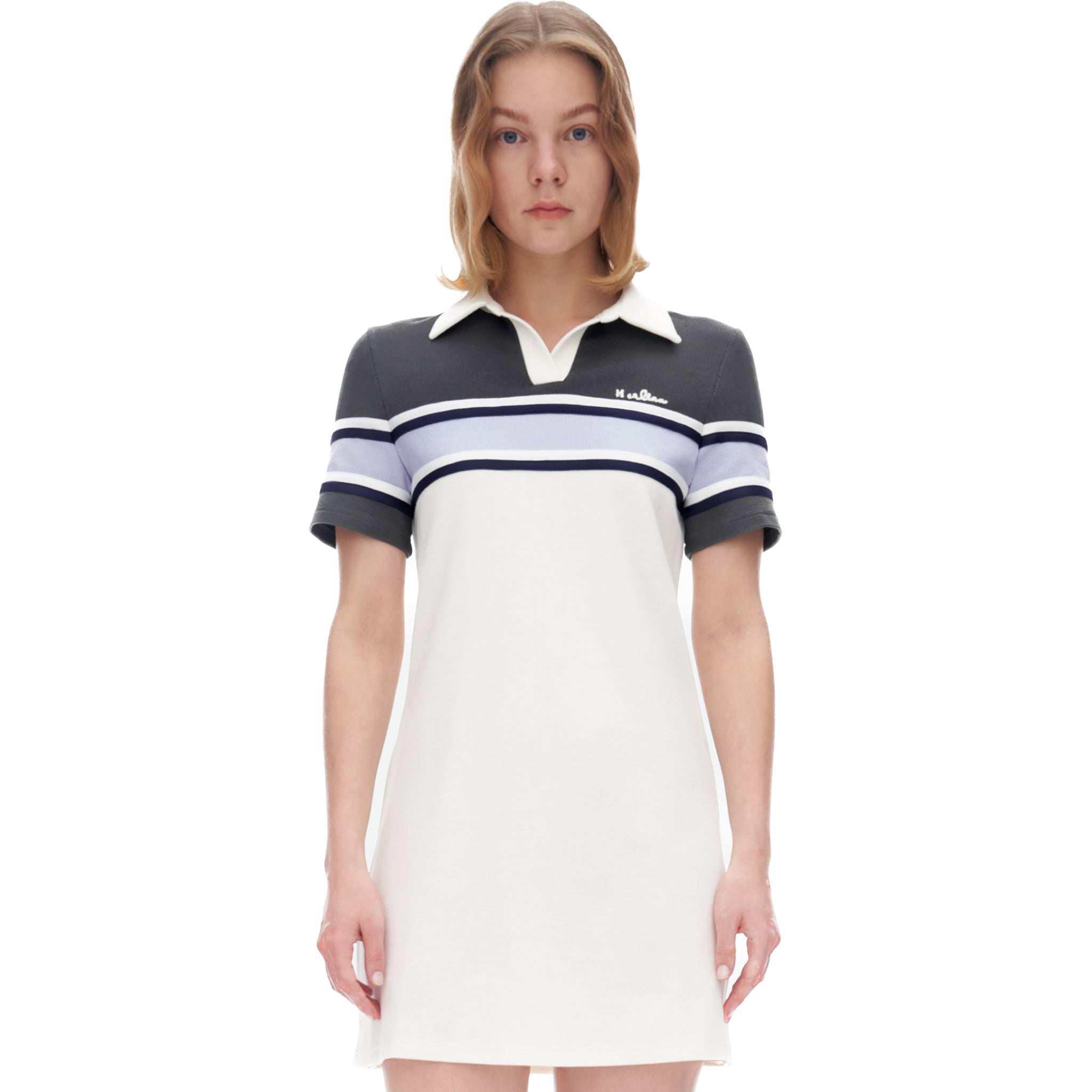 Collar Polo Dress in White