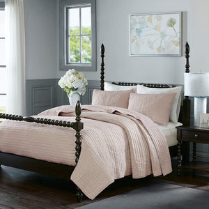 Serene Cotton Hand Quilted Blush Coverlet Set Fair Finds Home Decor
