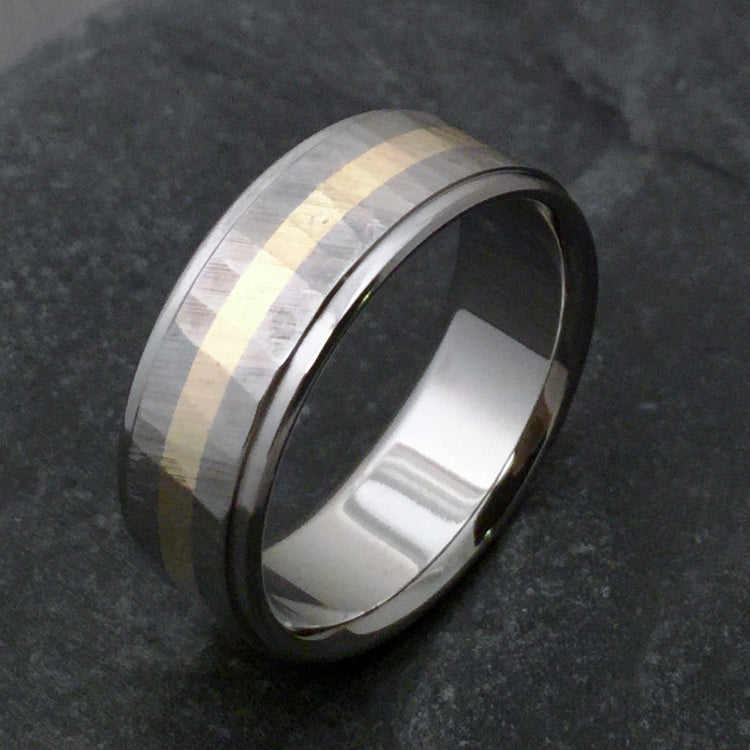 Titanium & Wide 18k Solid Gold Ring 