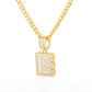 Baguette CZ Bold Initial Letter Pendant Necklace
